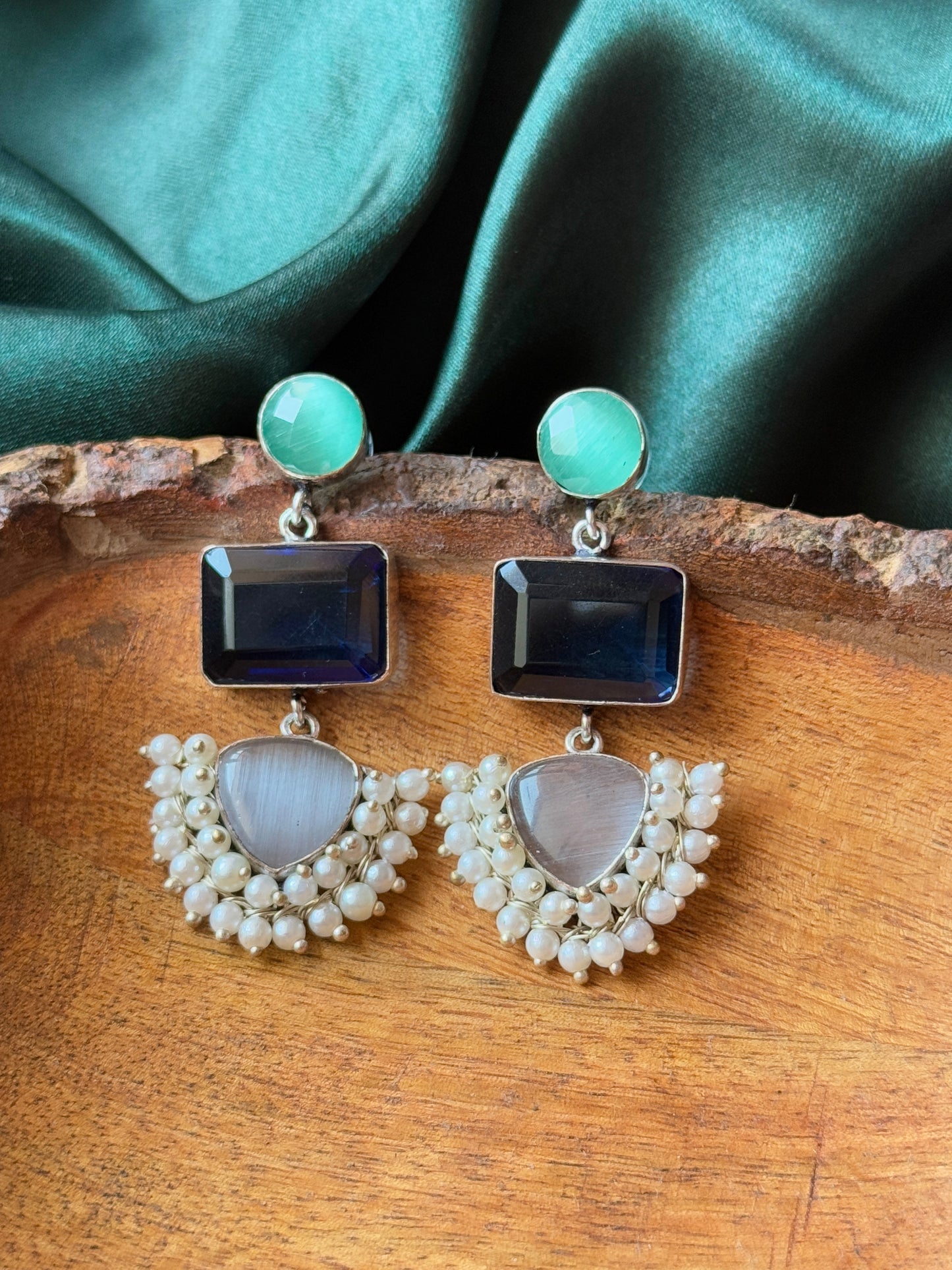 Handcrafted Semi-Precious Silk Stone Earrings