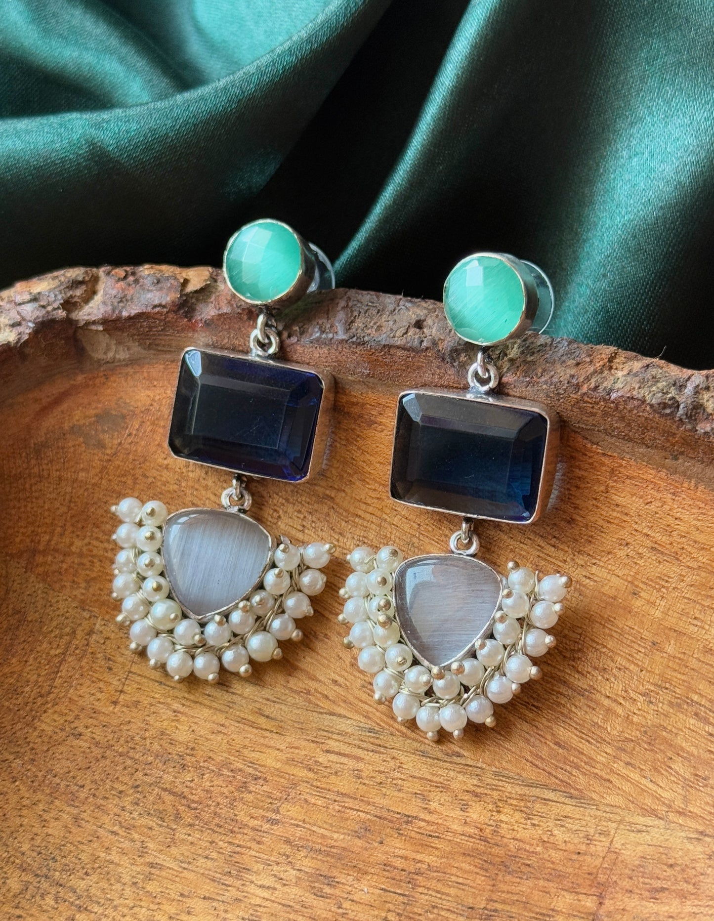 Handcrafted Semi-Precious Silk Stone Earrings