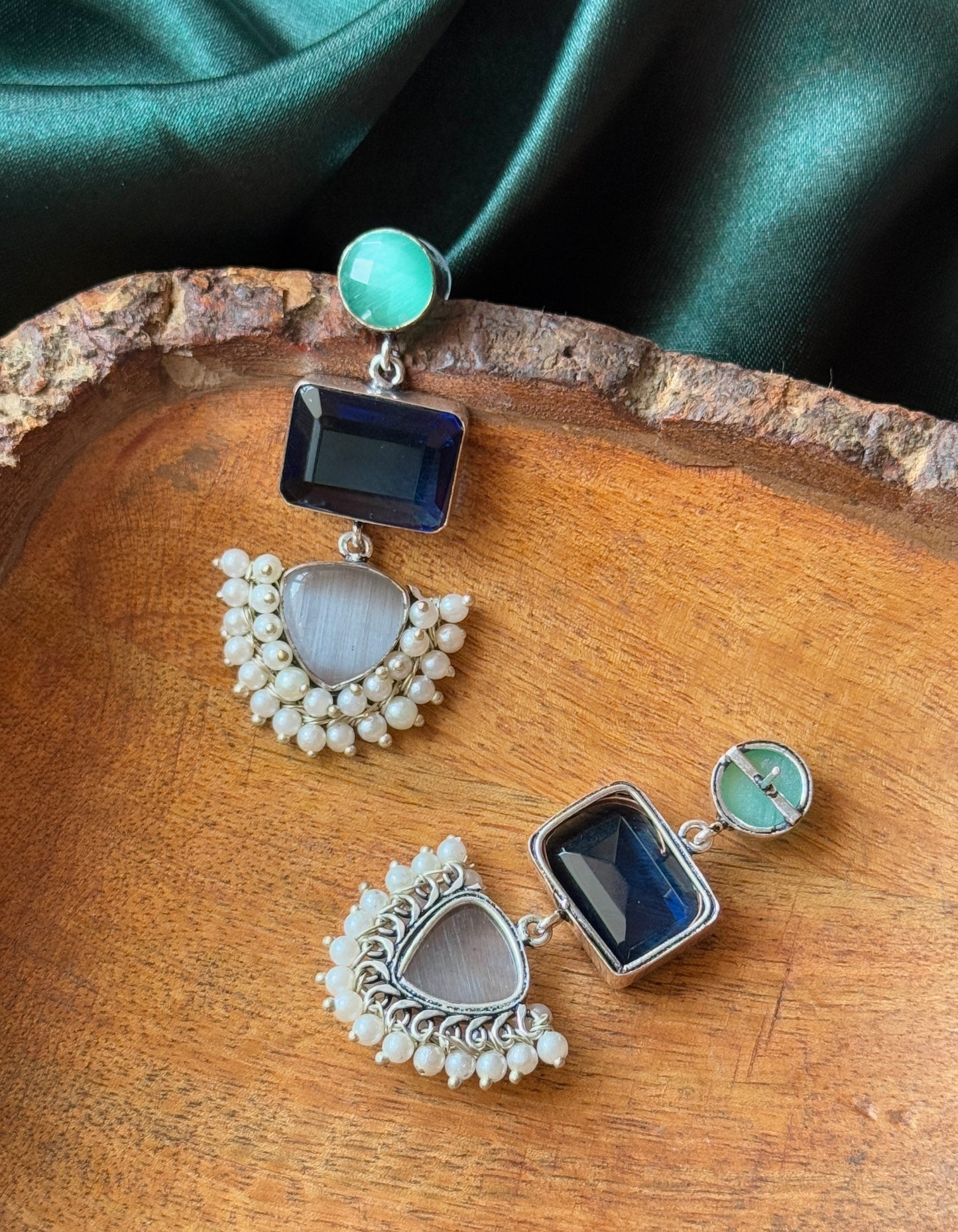 Handcrafted Semi-Precious Silk Stone Earrings