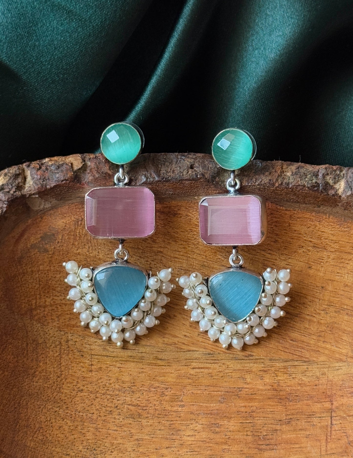 Handcrafted Semi-Precious Silk Stone Earrings
