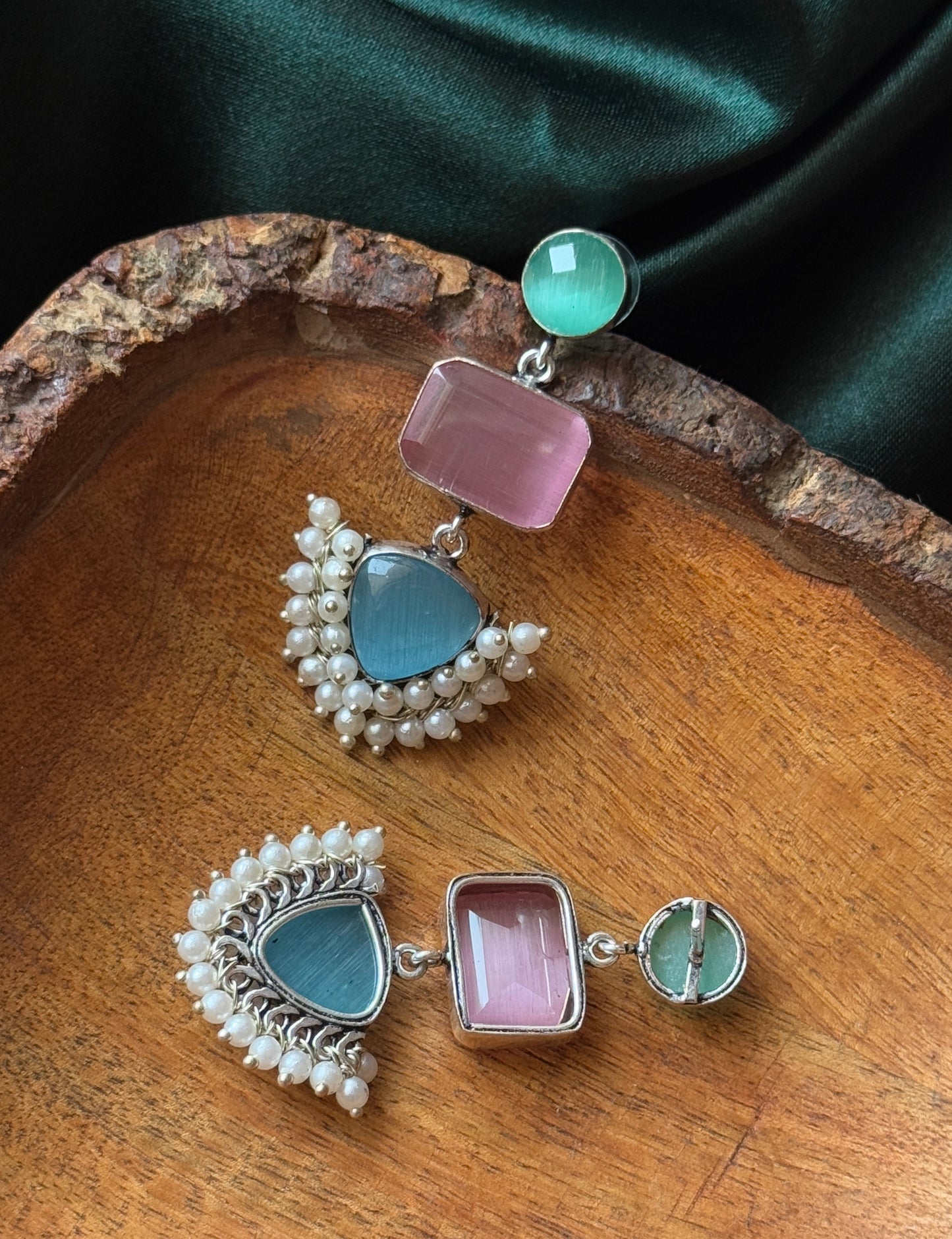Handcrafted Semi-Precious Silk Stone Earrings
