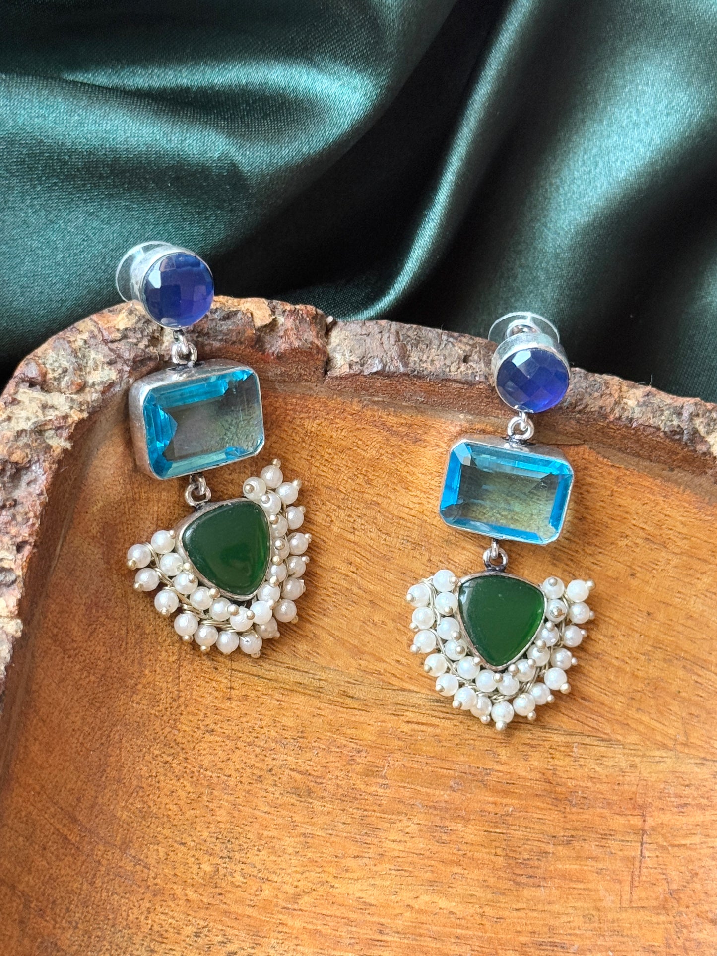 Handcrafted Semi-Precious Silk Stone Earrings