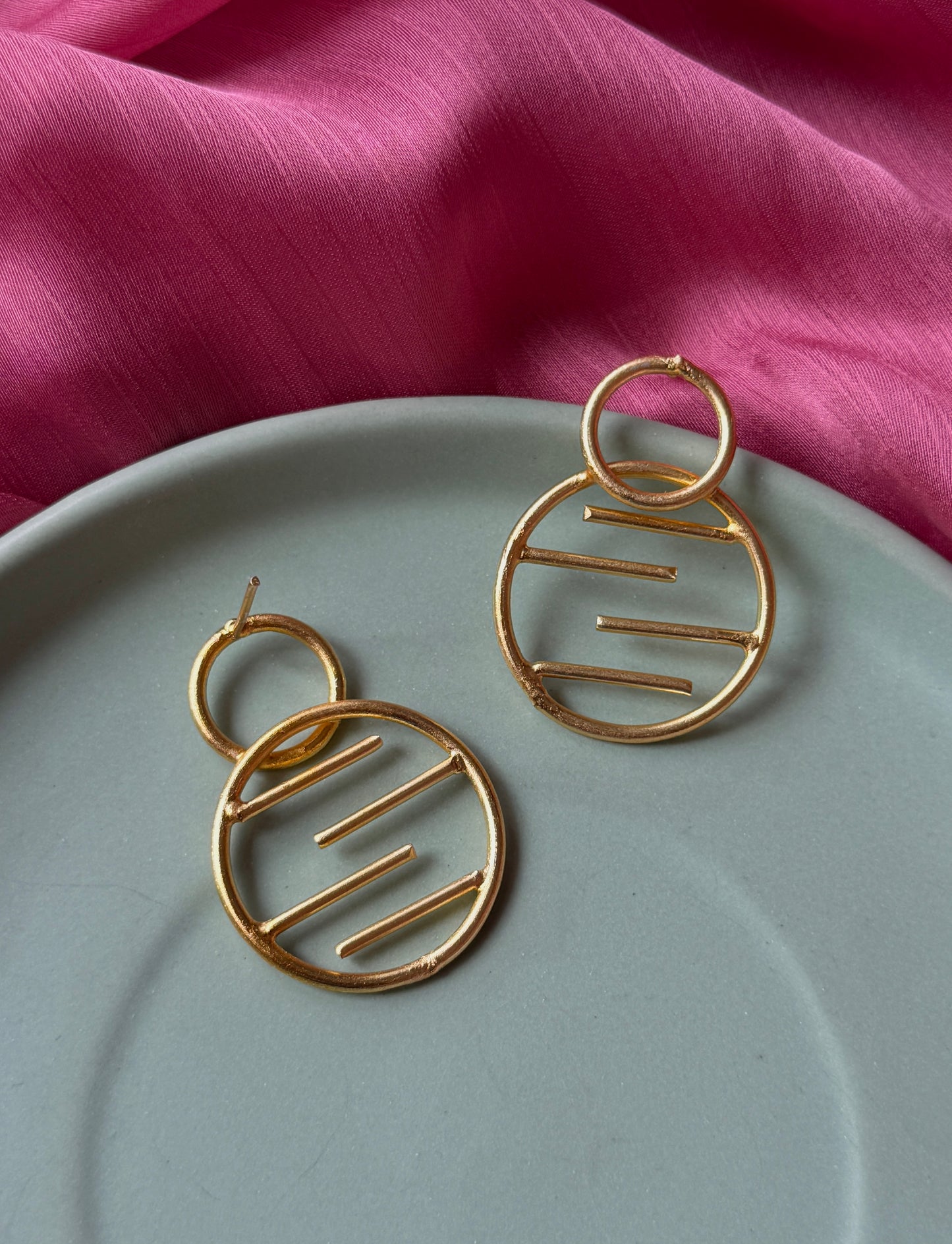 Golden Brass Statement Earrings