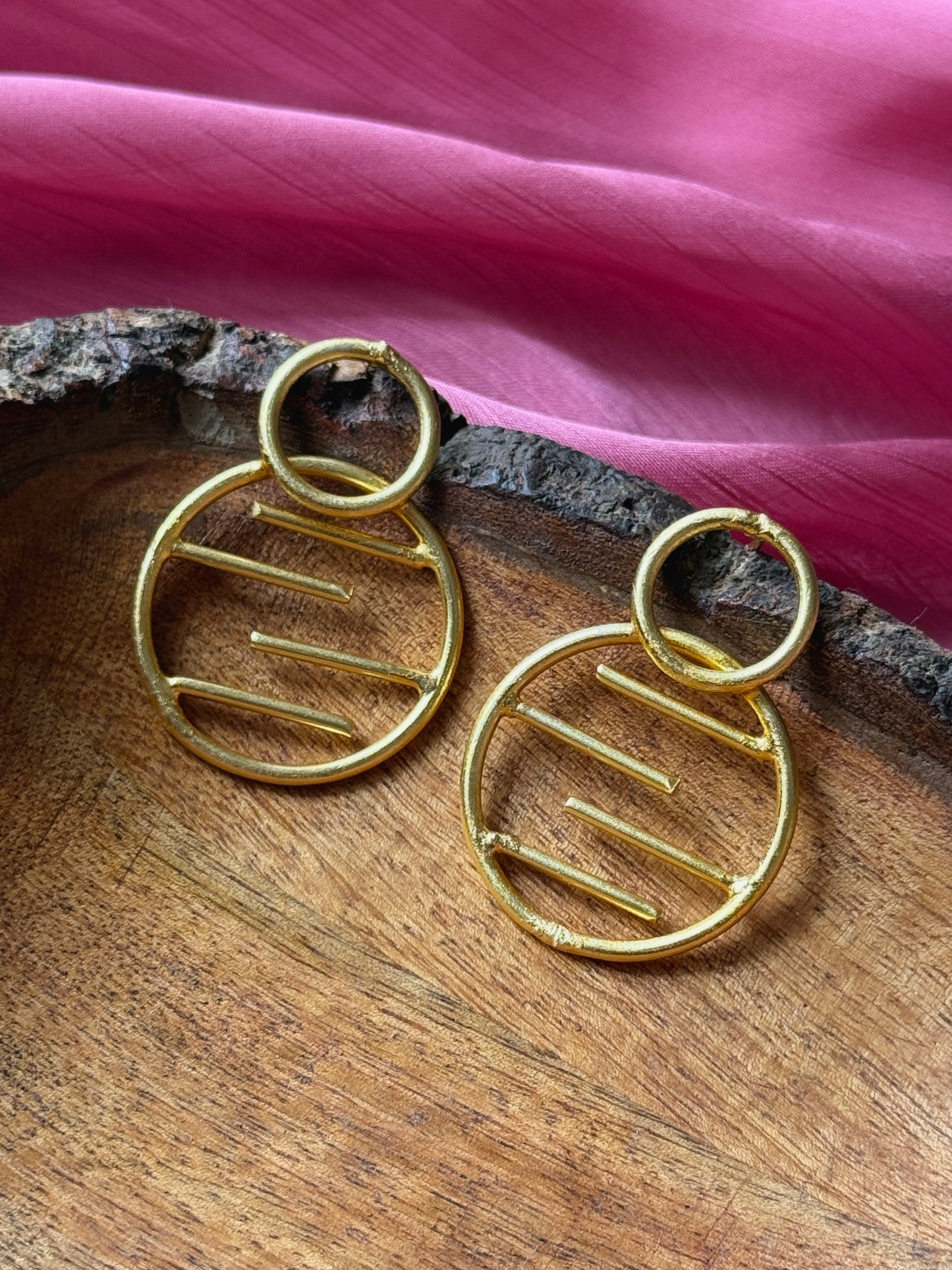 Golden Brass Statement Earrings
