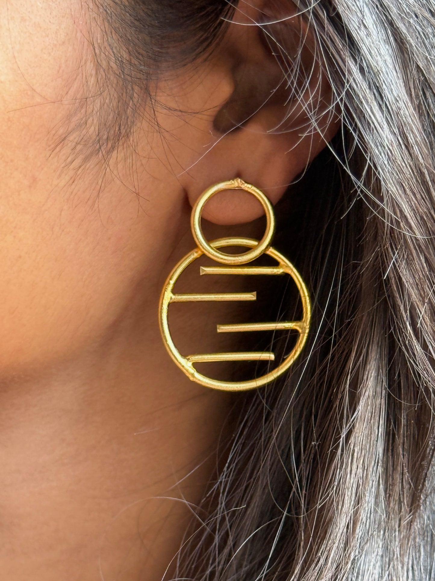 Golden Brass Statement Earrings