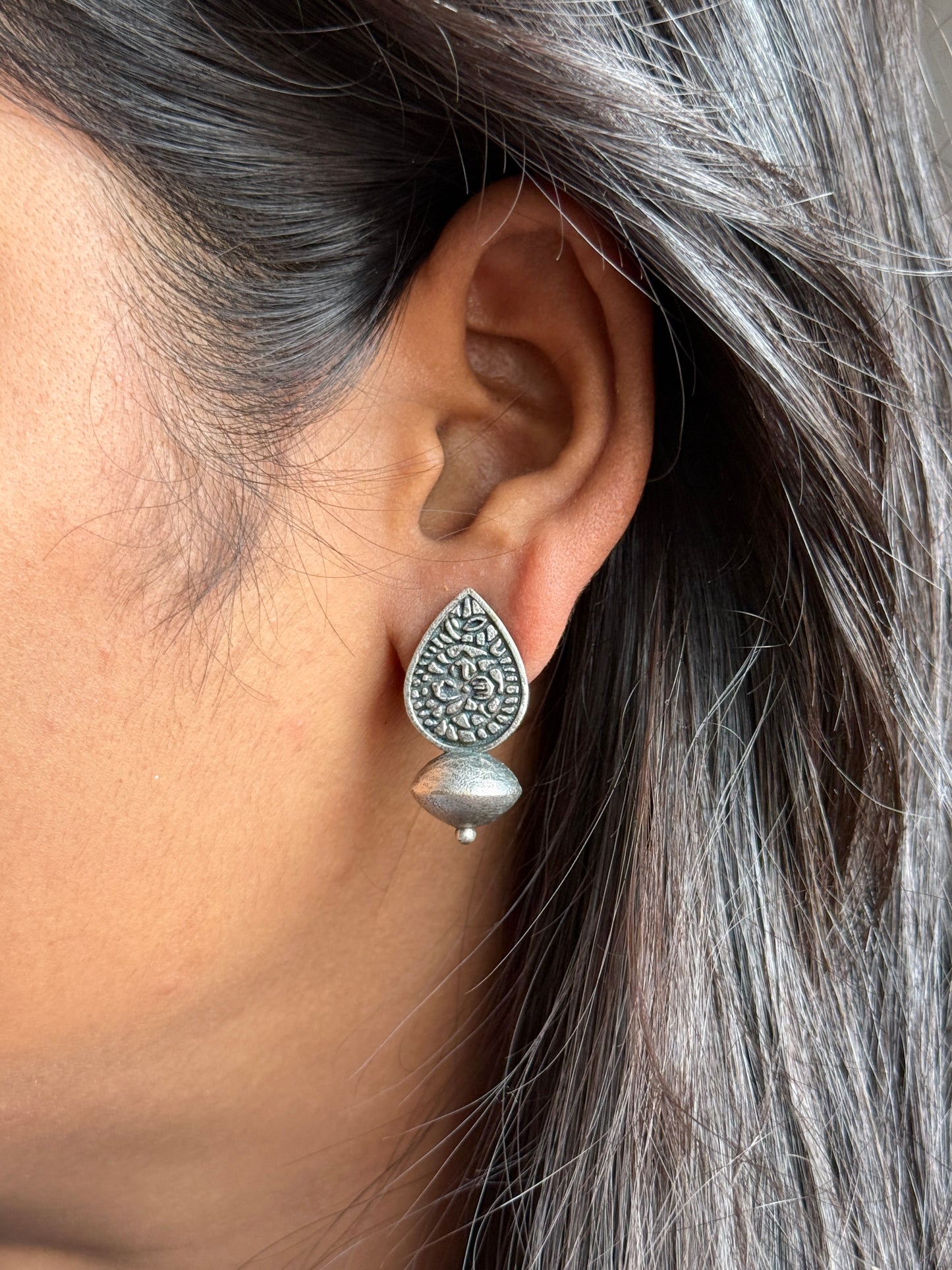 German Silver Antique Stud Earrings