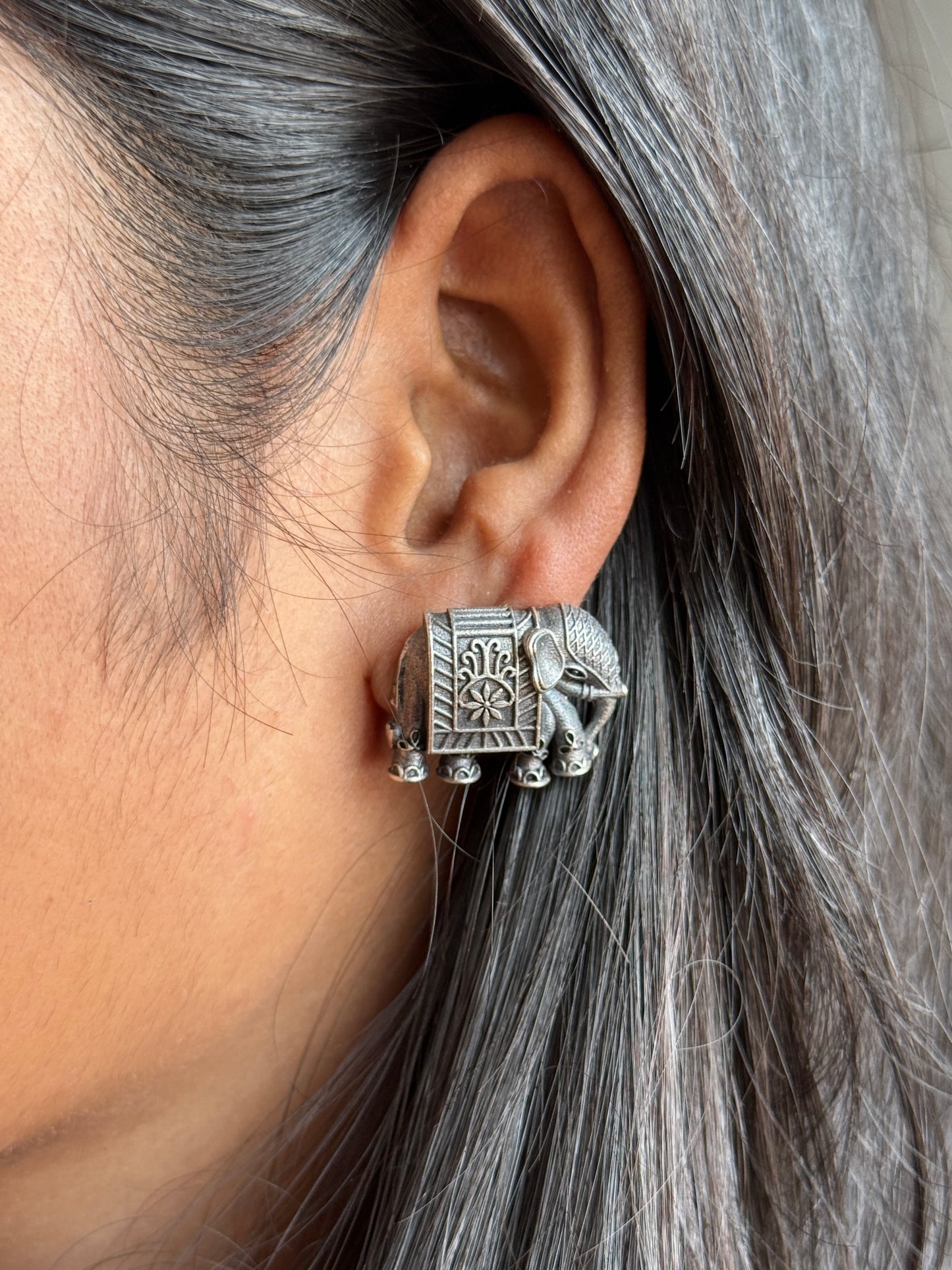 Sterling Silver Elephant Drop Hook Earrings | 925 Sterling Silver
