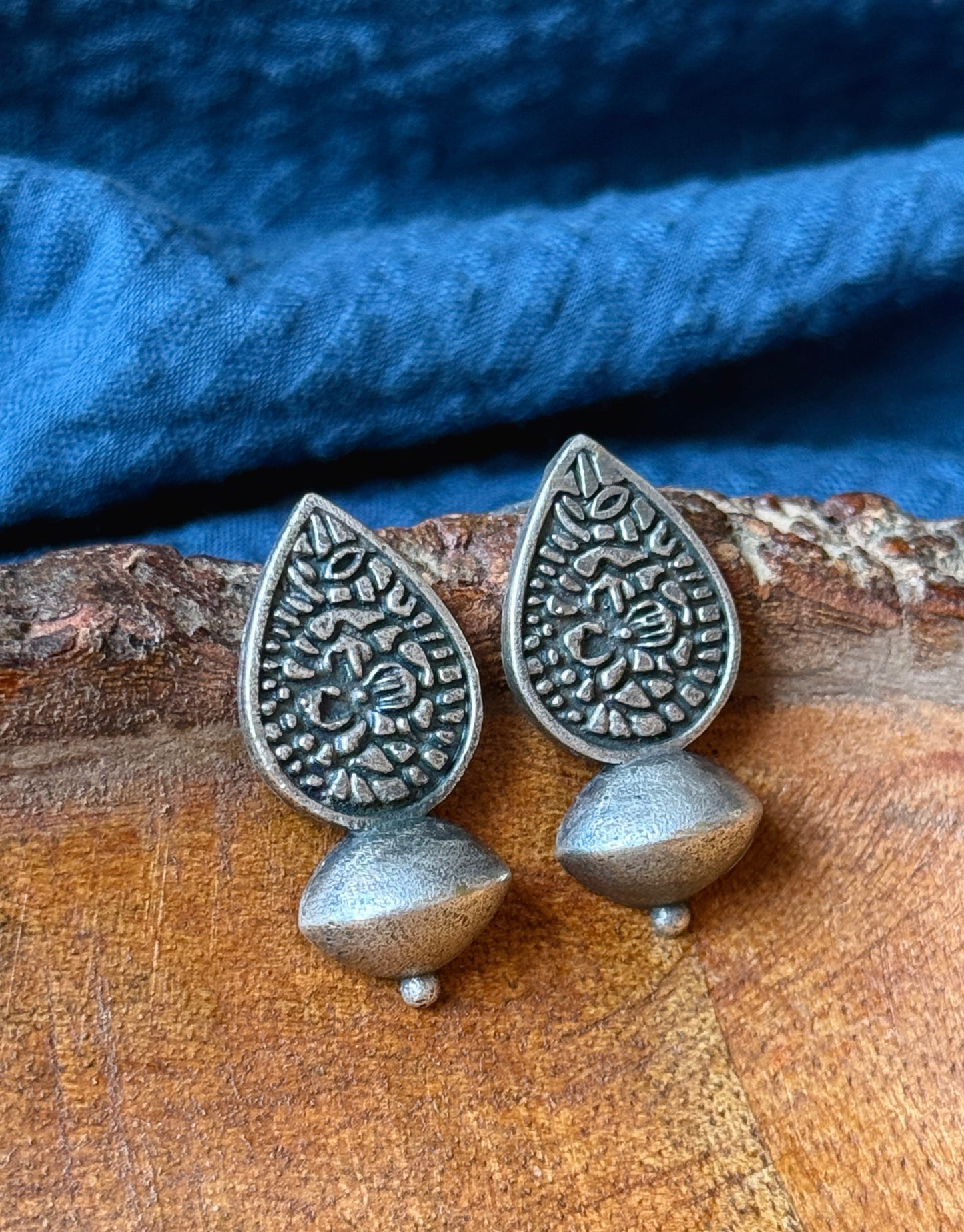 German Silver Antique Stud Earrings
