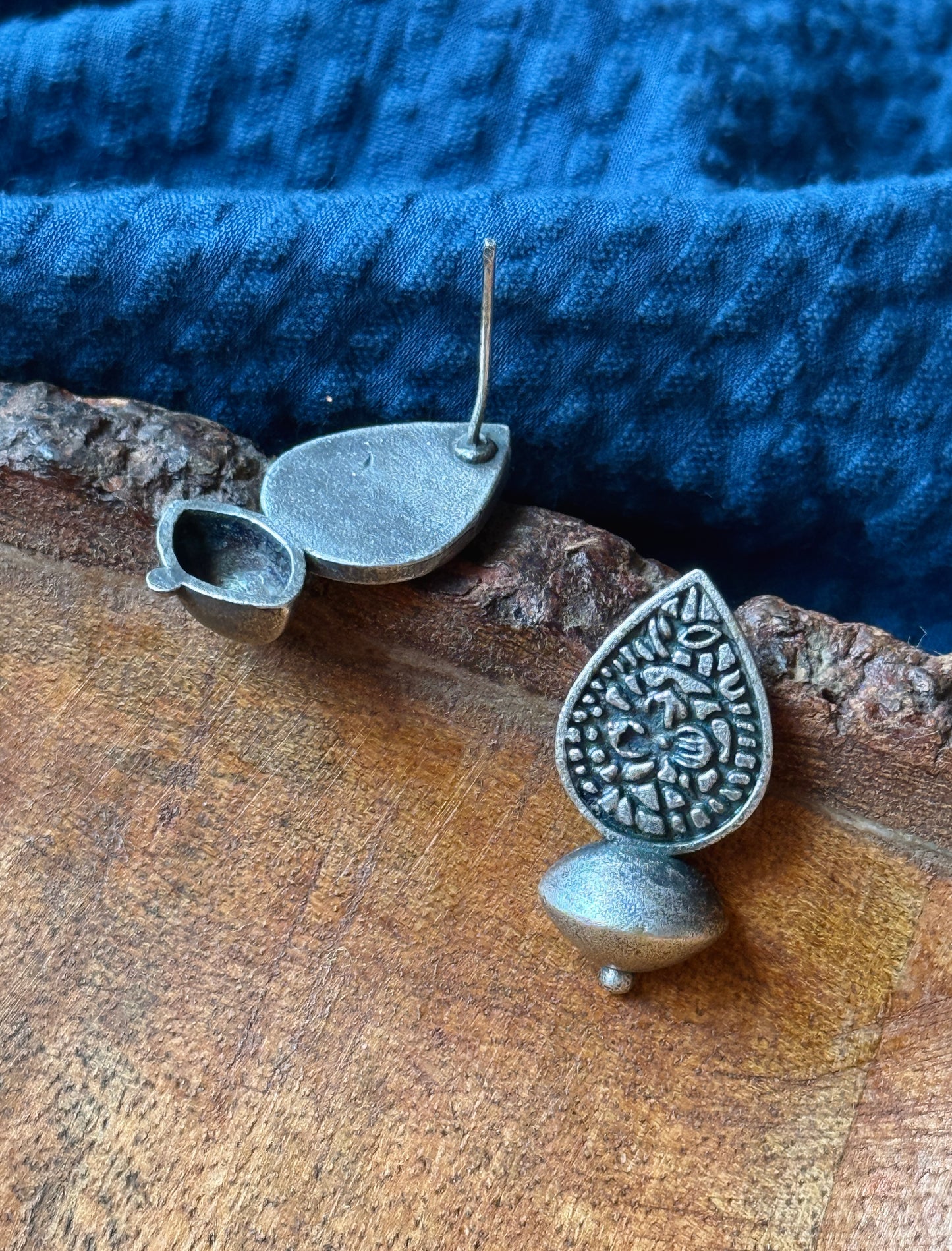 German Silver Antique Stud Earrings