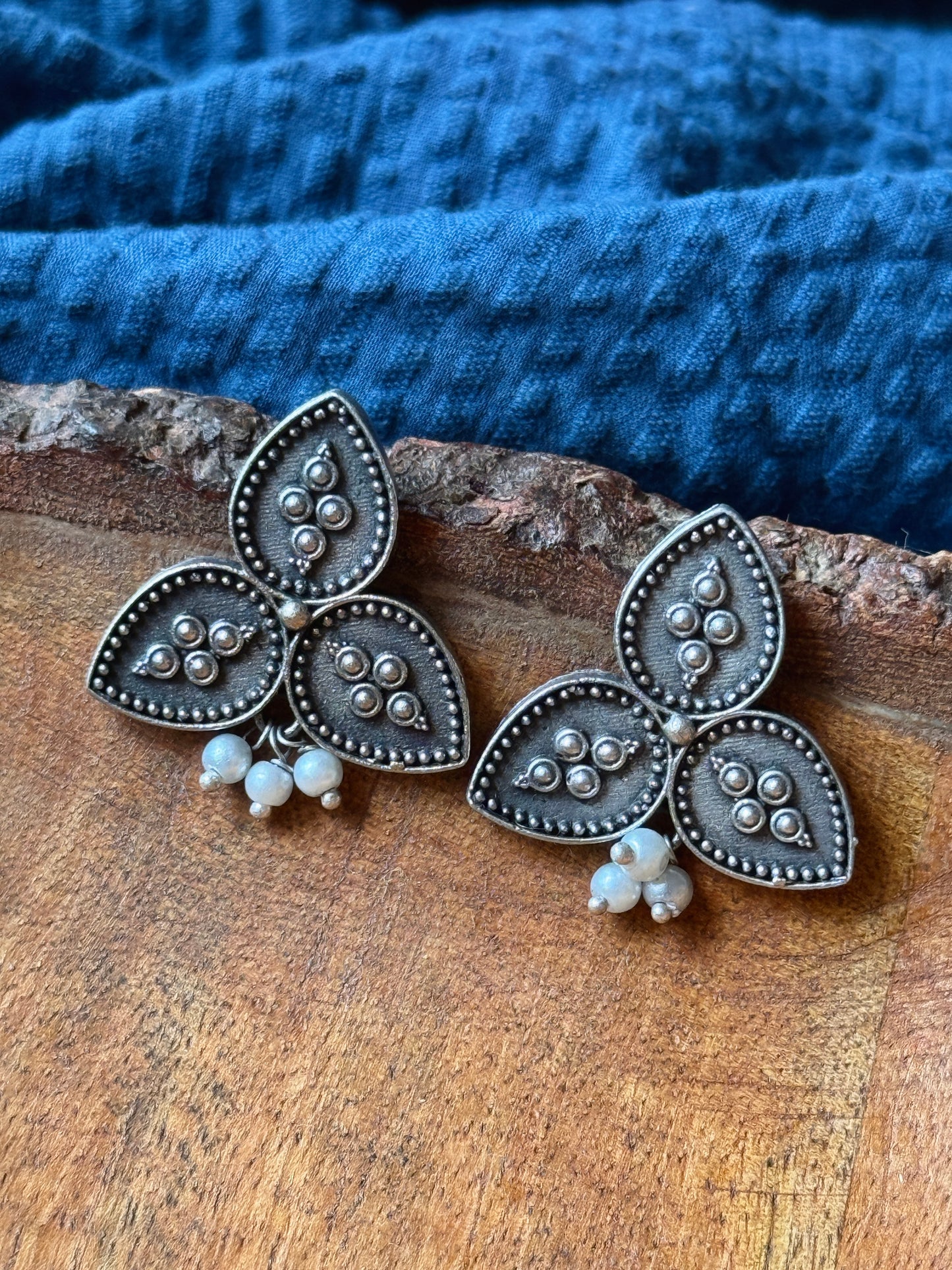 German Silver Floral Earrings