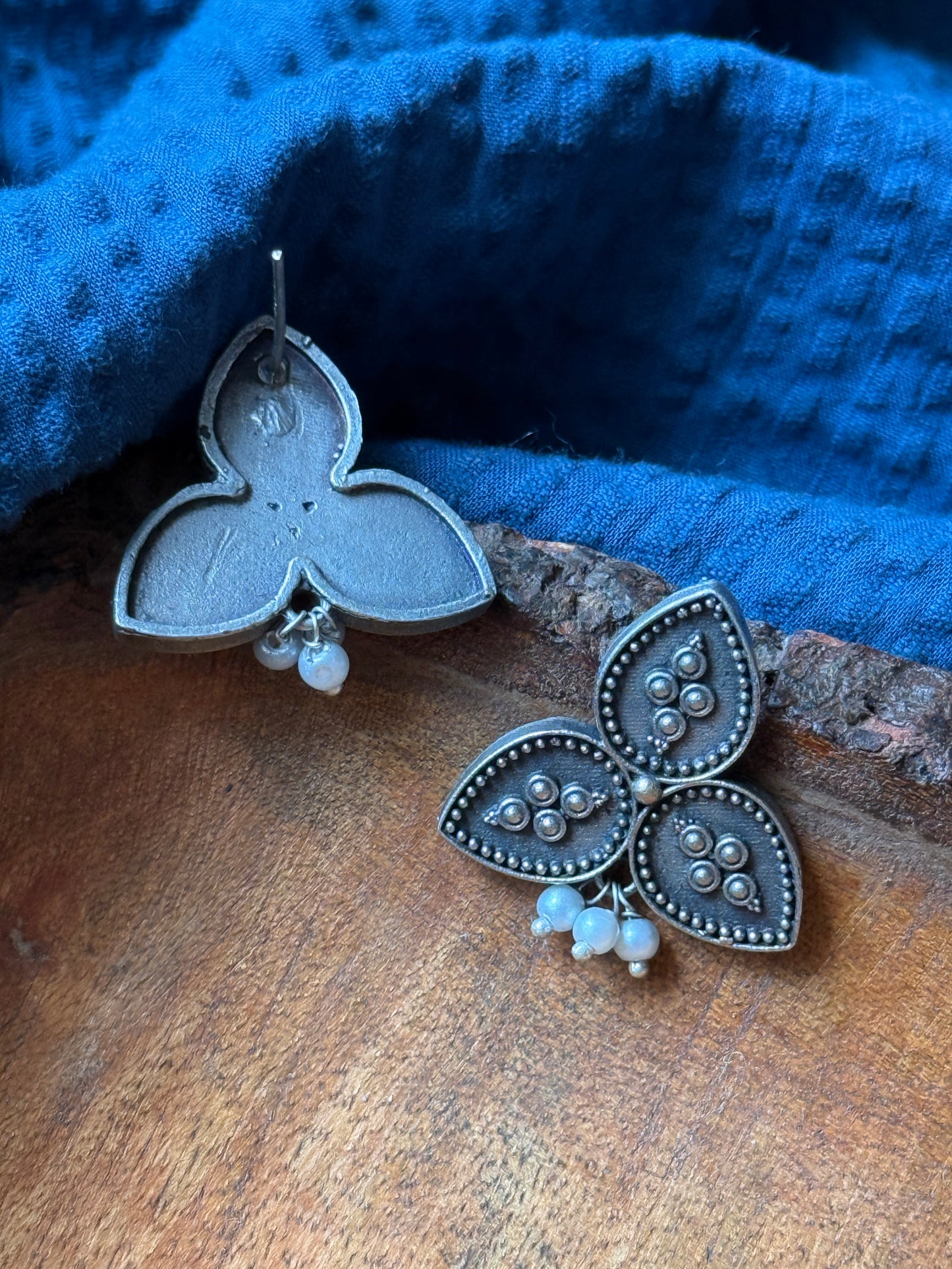 German Silver Floral Earrings