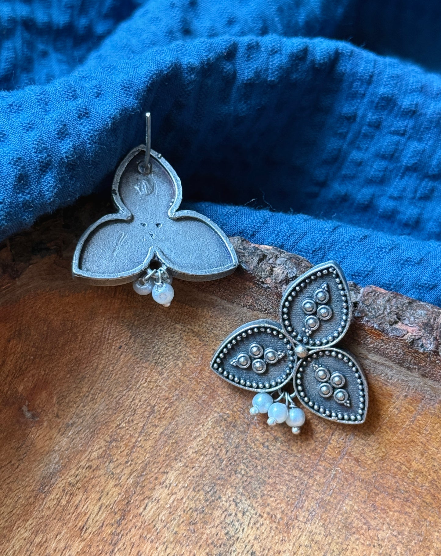 German Silver Floral Earrings