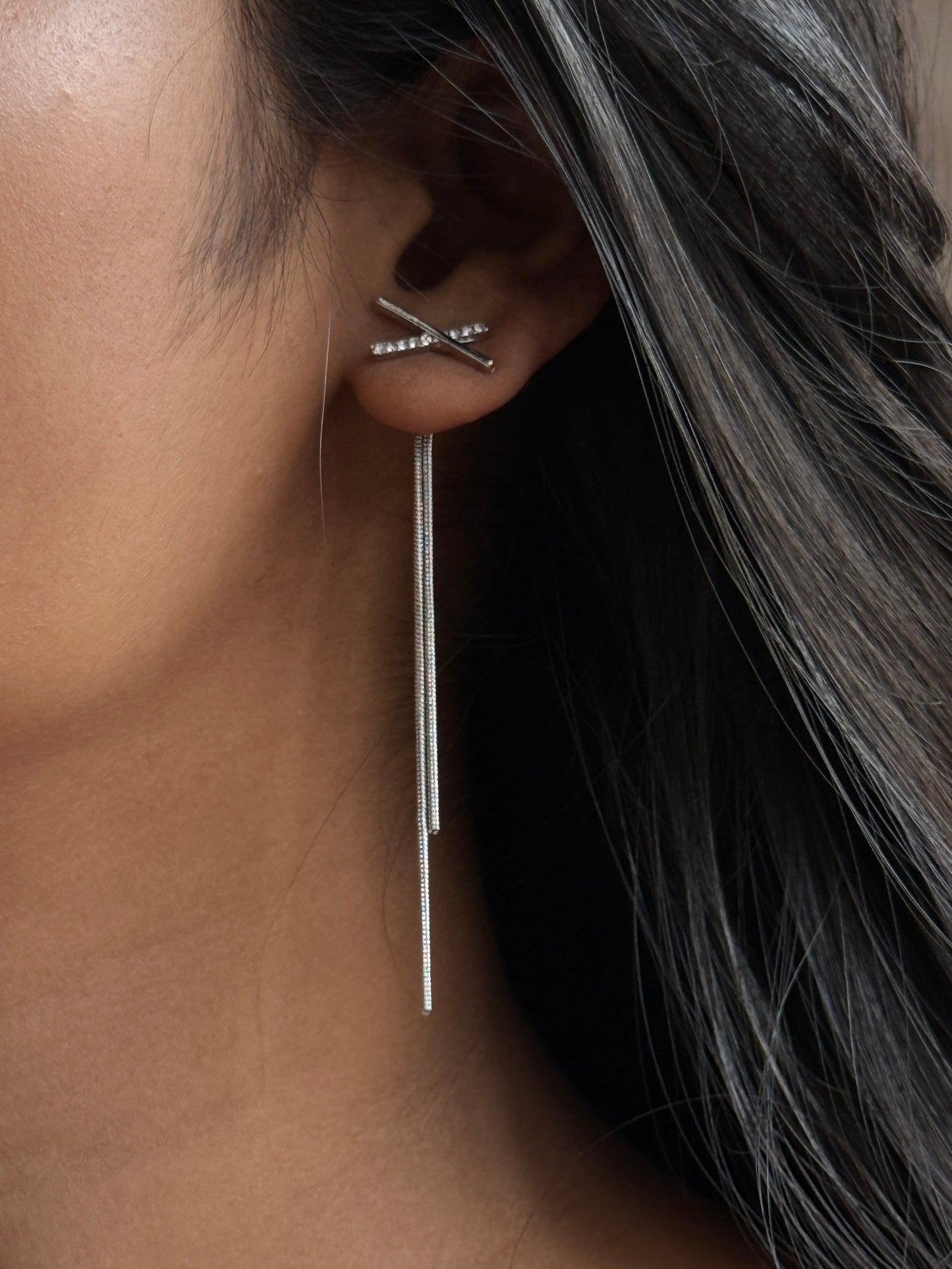 2-in-1 Anti-Tarnish Silver Dangling Earrings