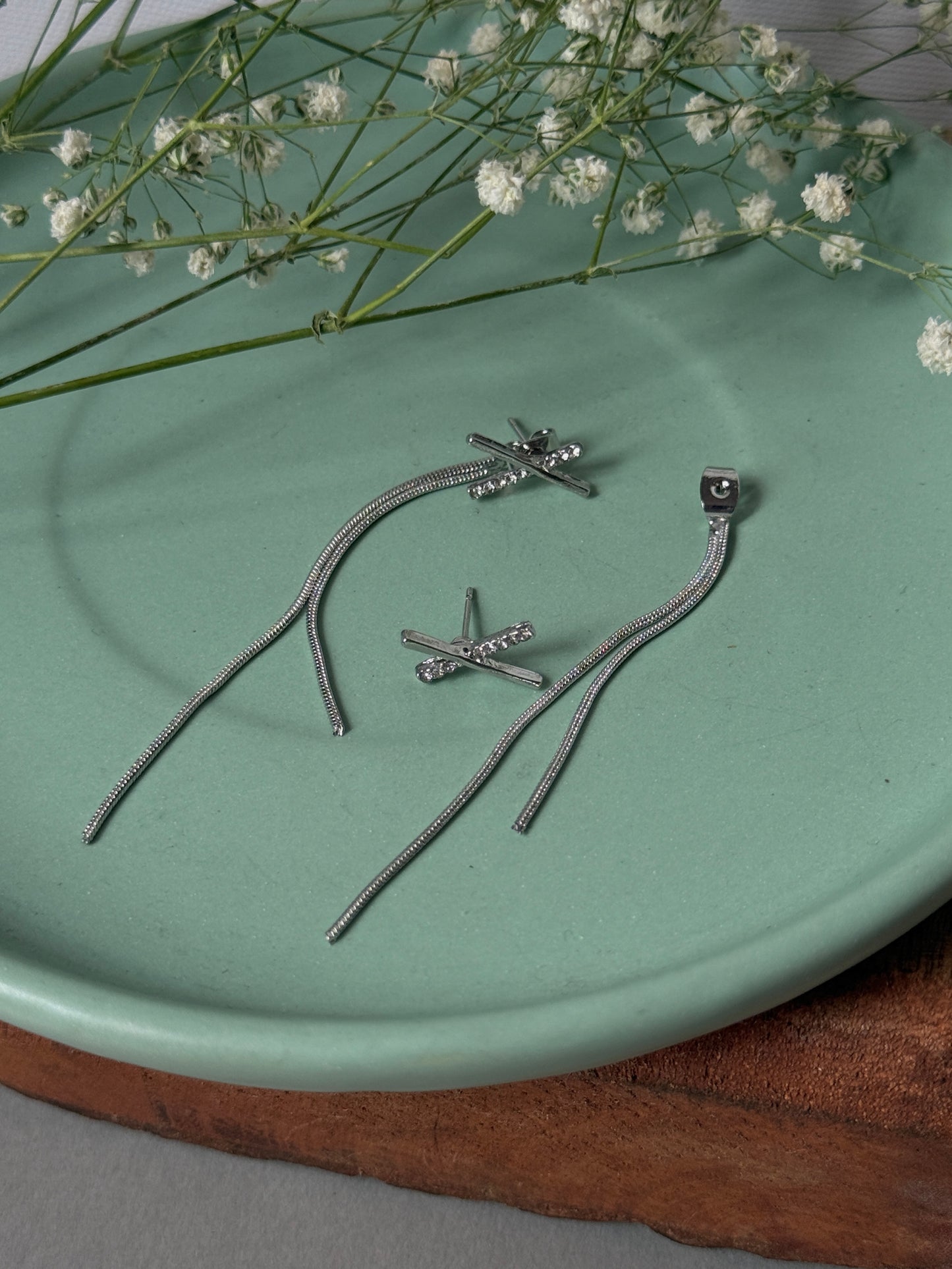 2-in-1 Anti-Tarnish Silver Dangling Earrings