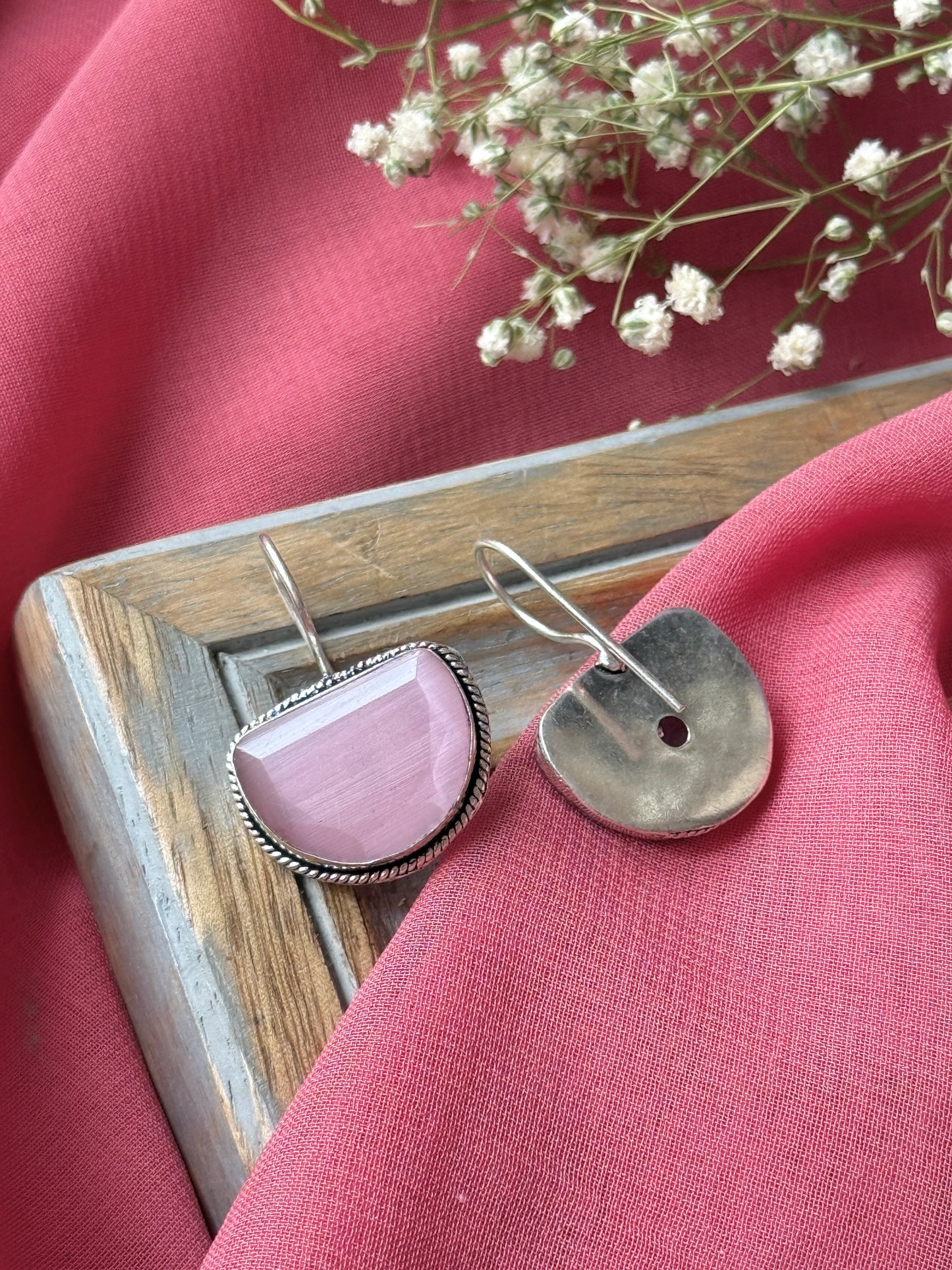German Silver Monalisa Hanging Earrings