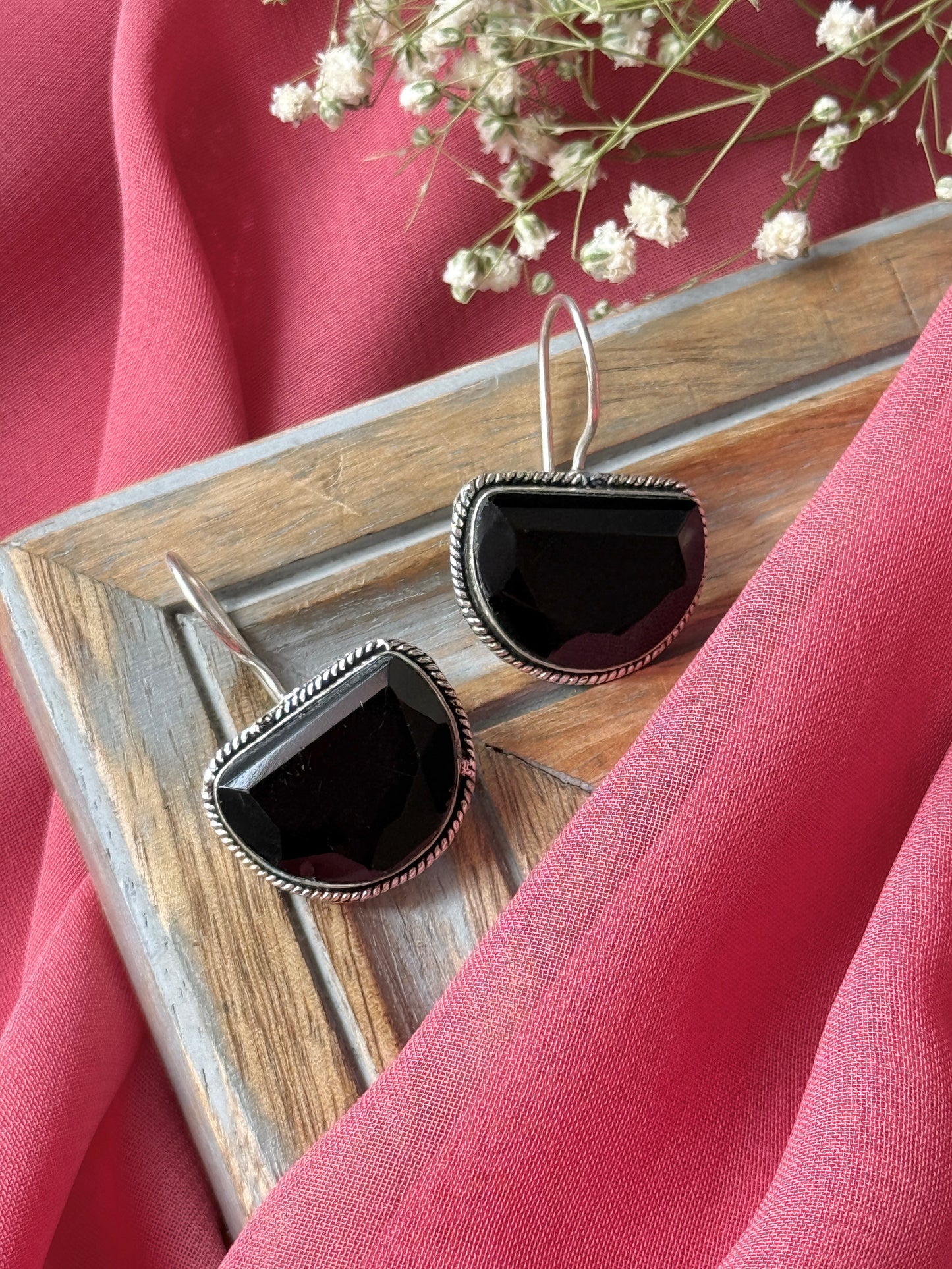 German Silver Monalisa Hanging Earrings