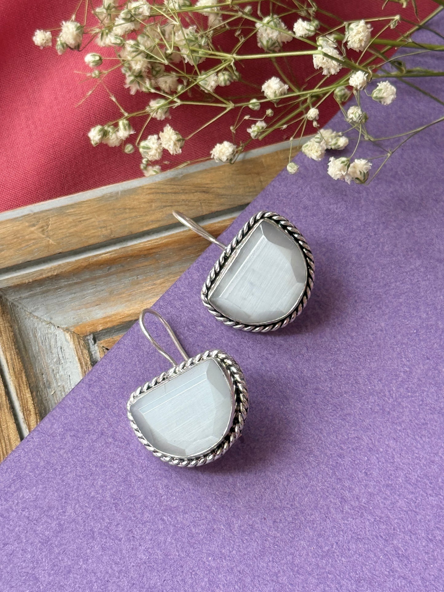 German Silver Monalisa Hanging Earrings
