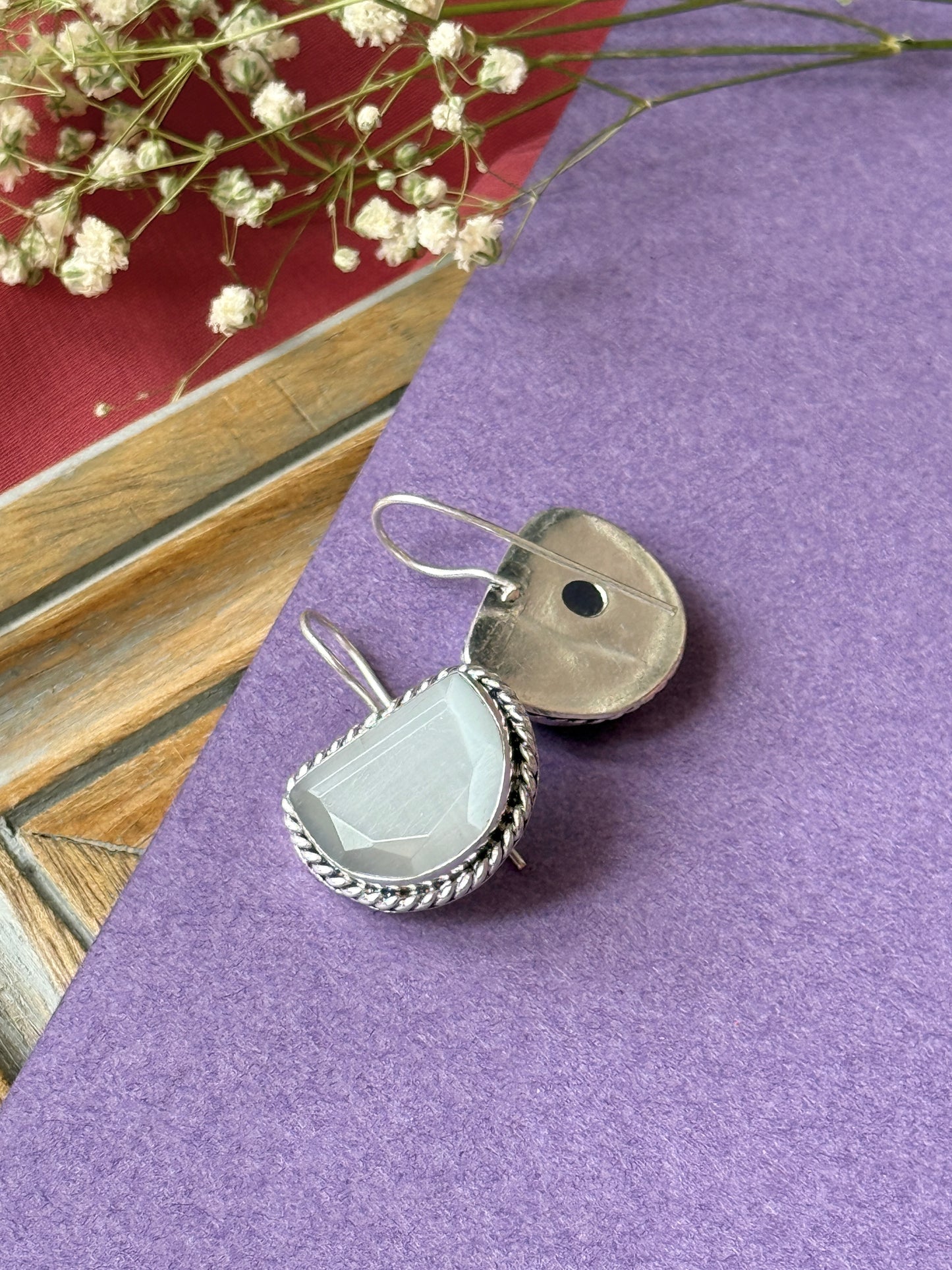 German Silver Monalisa Hanging Earrings