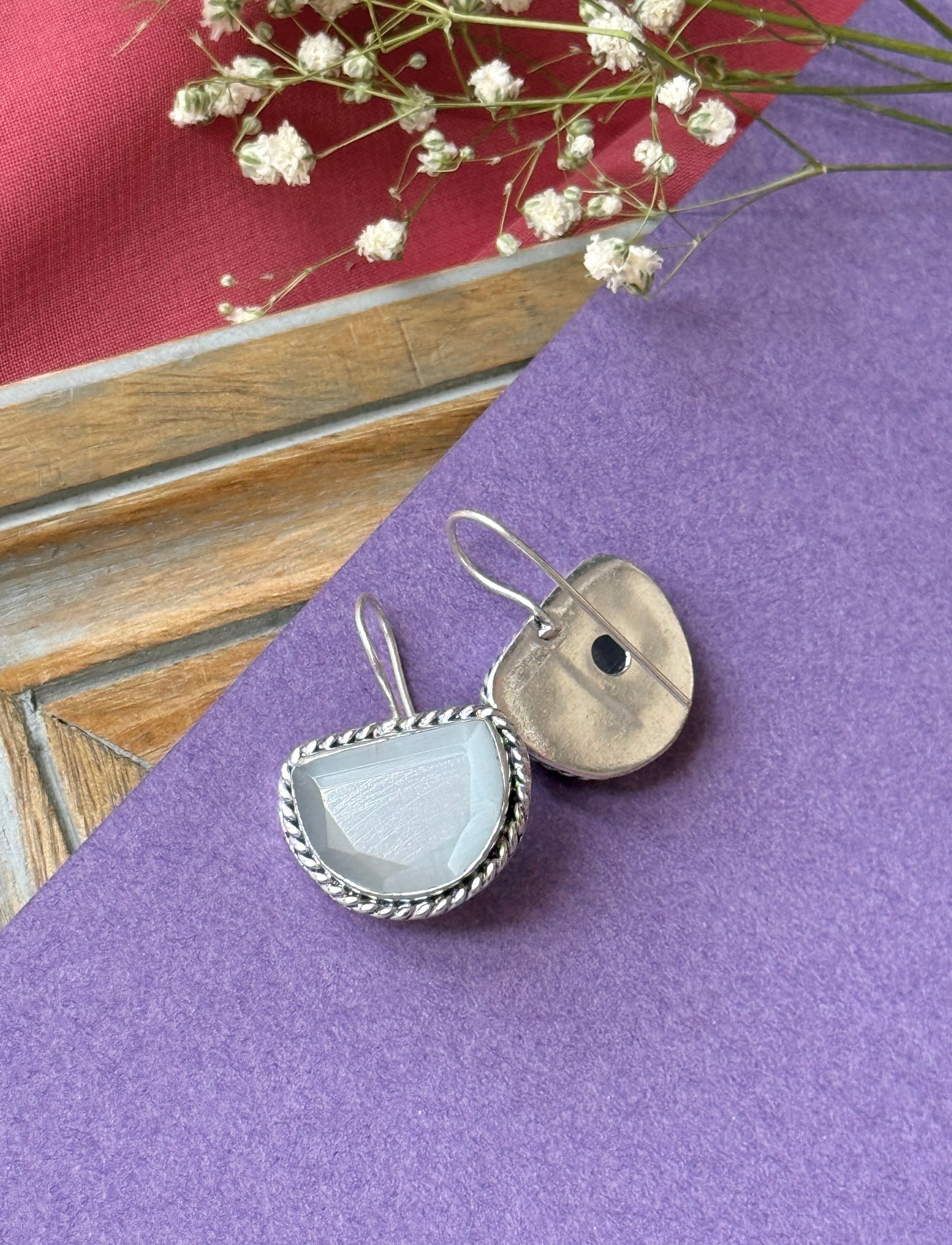 German Silver Monalisa Hanging Earrings