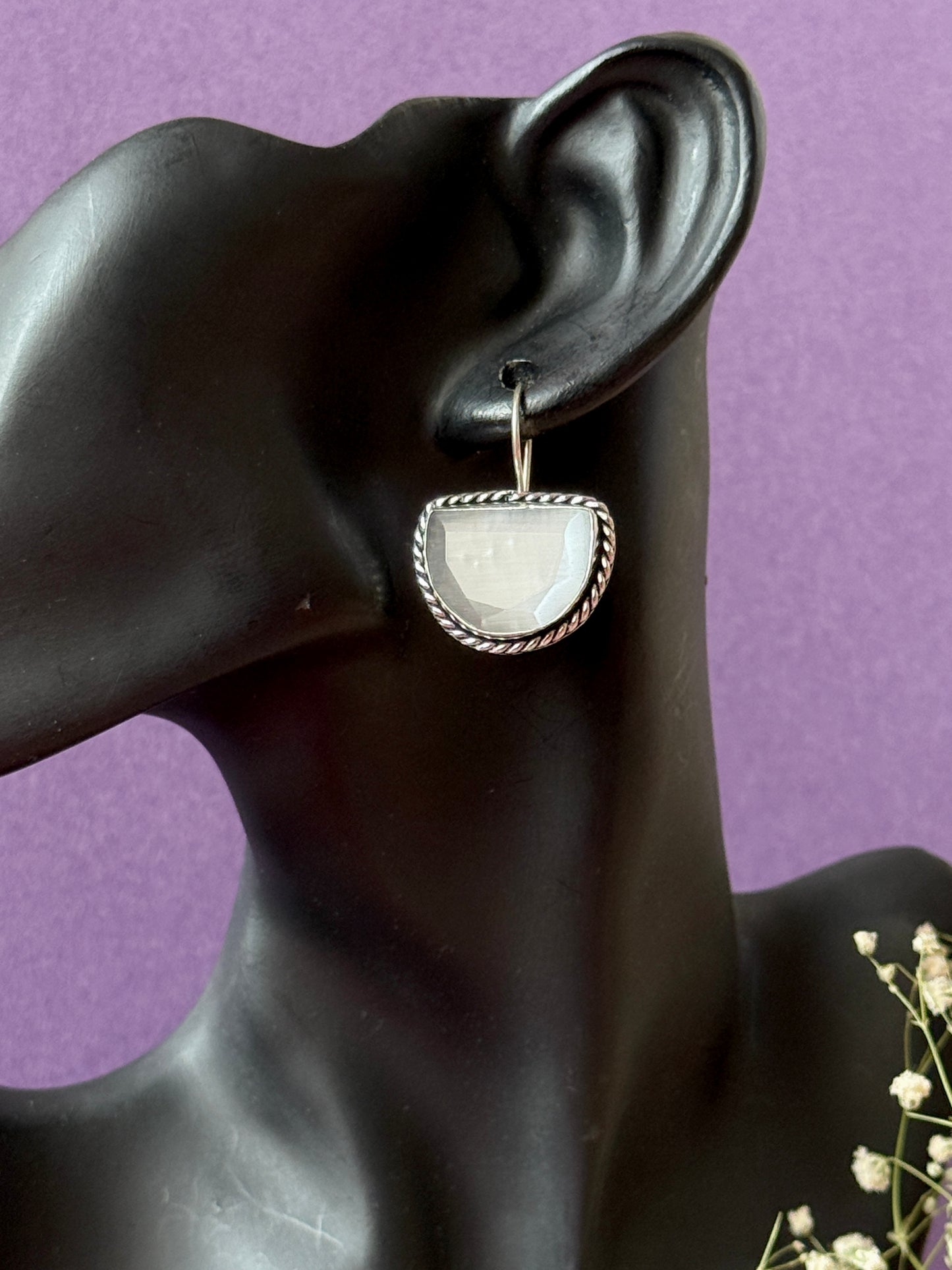 German Silver Monalisa Hanging Earrings