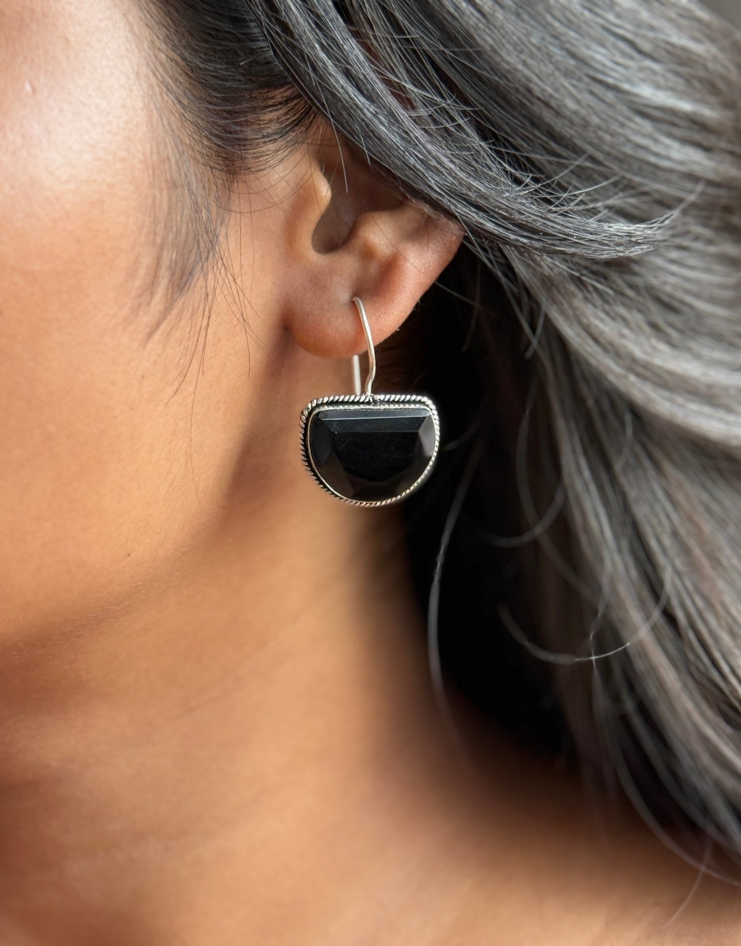 German Silver Monalisa Hanging Earrings
