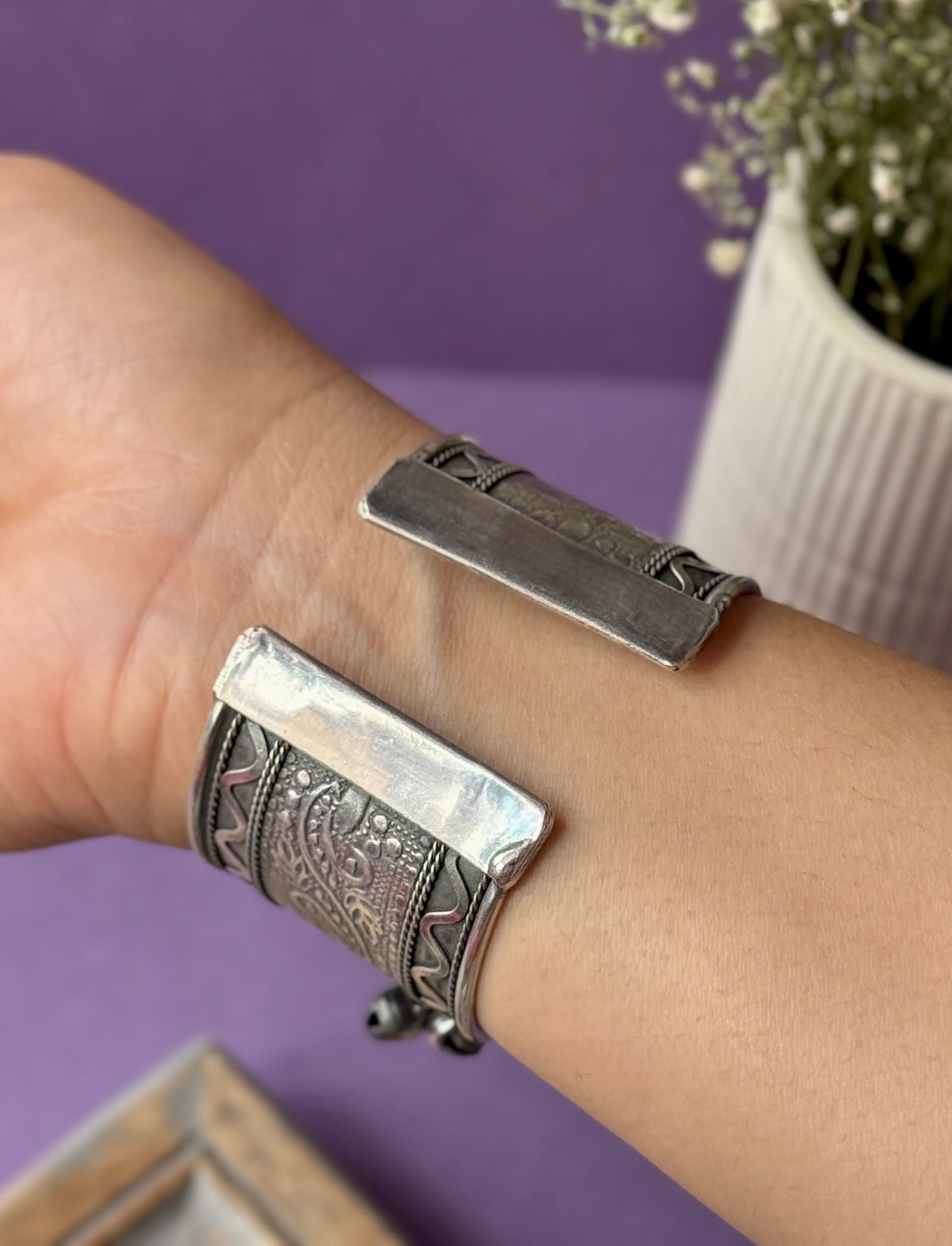 Oxidized Free-Size Bracelet with Ghungroo Charm