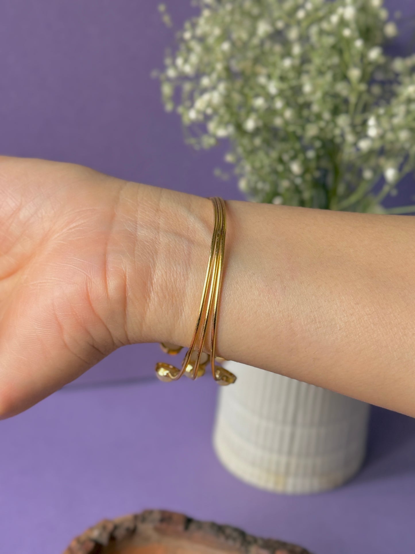 Pearls Adjustable Golden Bracelet – Free Size