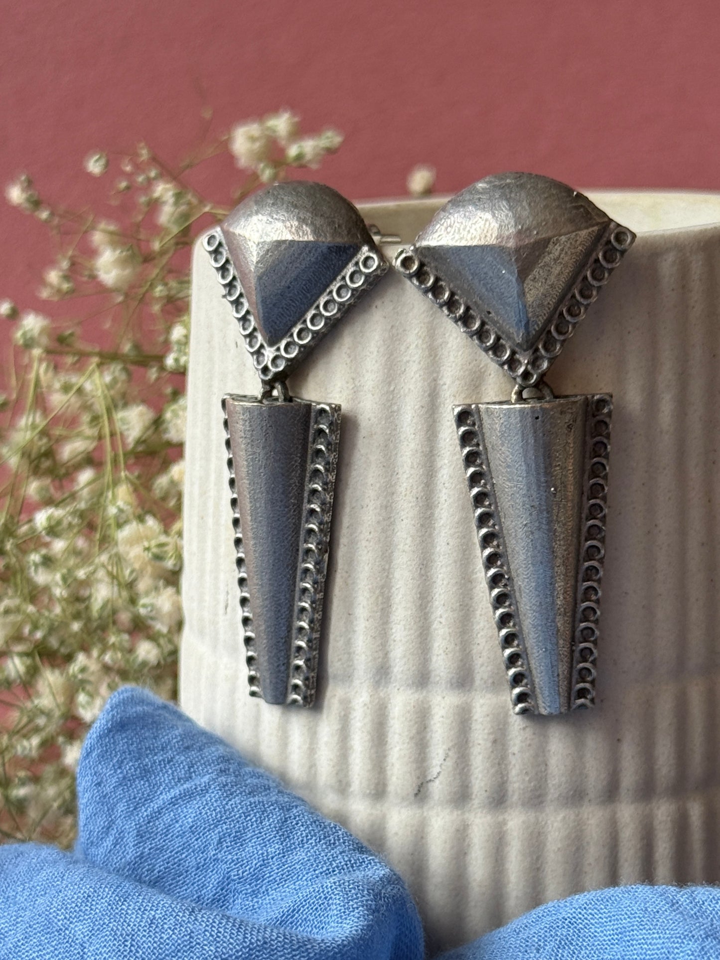 Silver Lookalike Brass Earrings