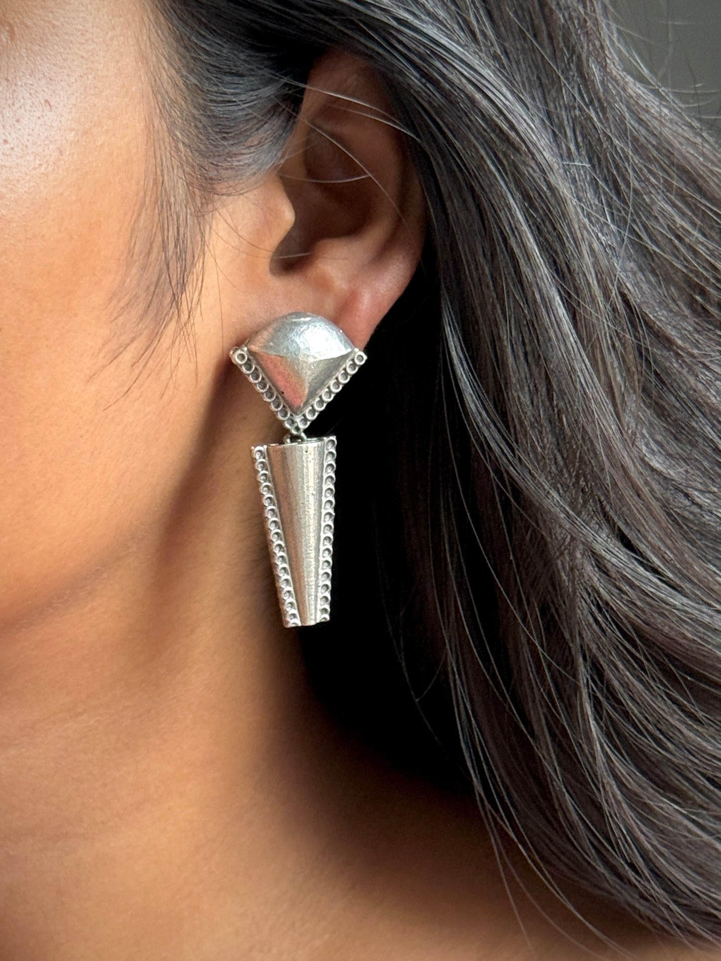 Silver Lookalike Brass Earrings