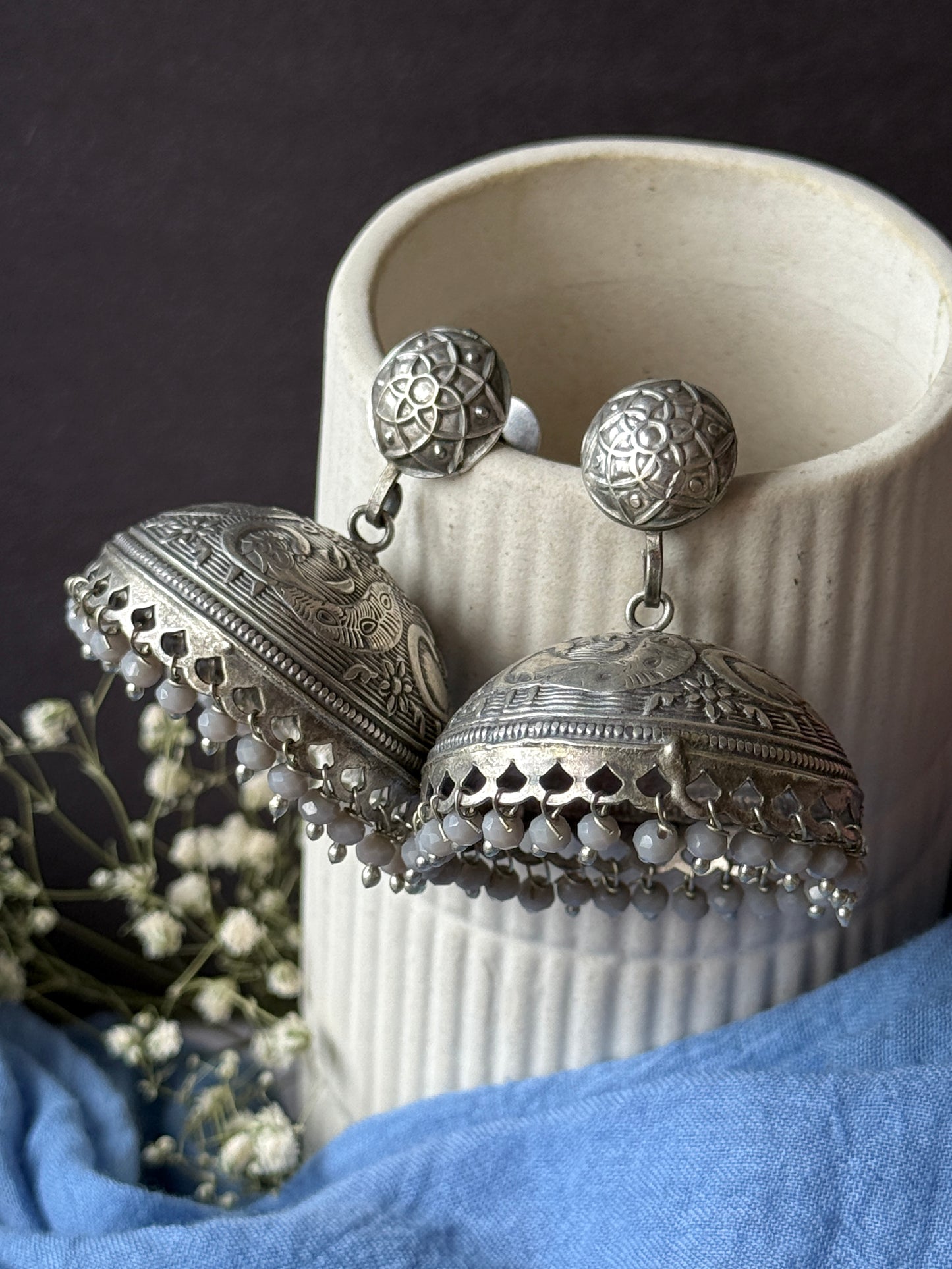 Lightweight Engraved Jhumkas