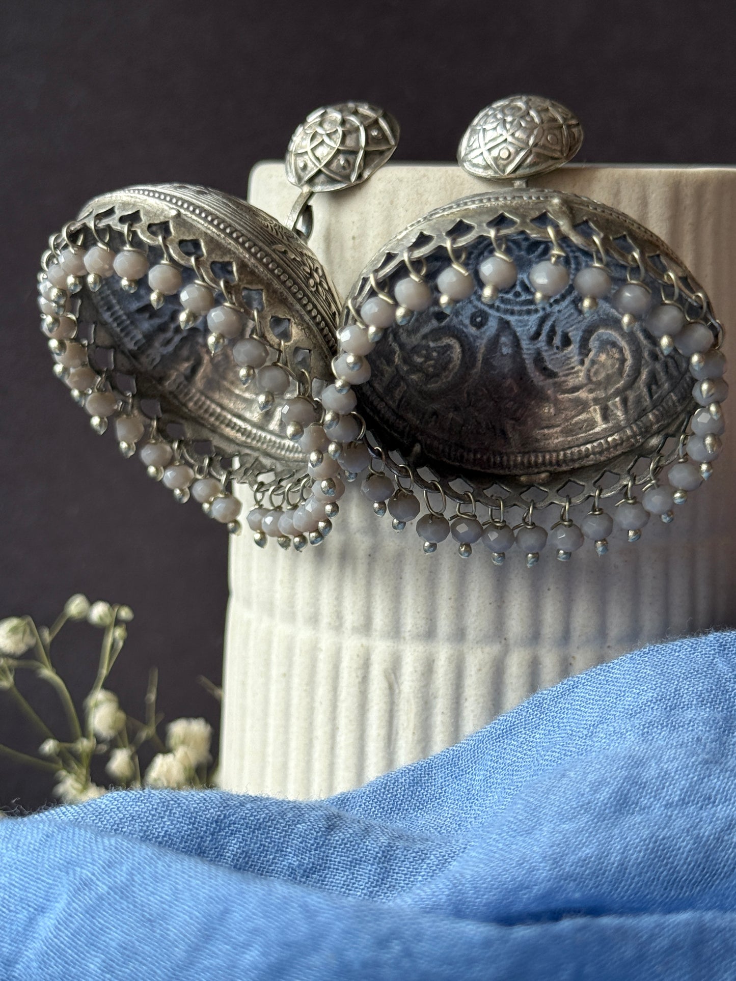 Lightweight Engraved Jhumkas