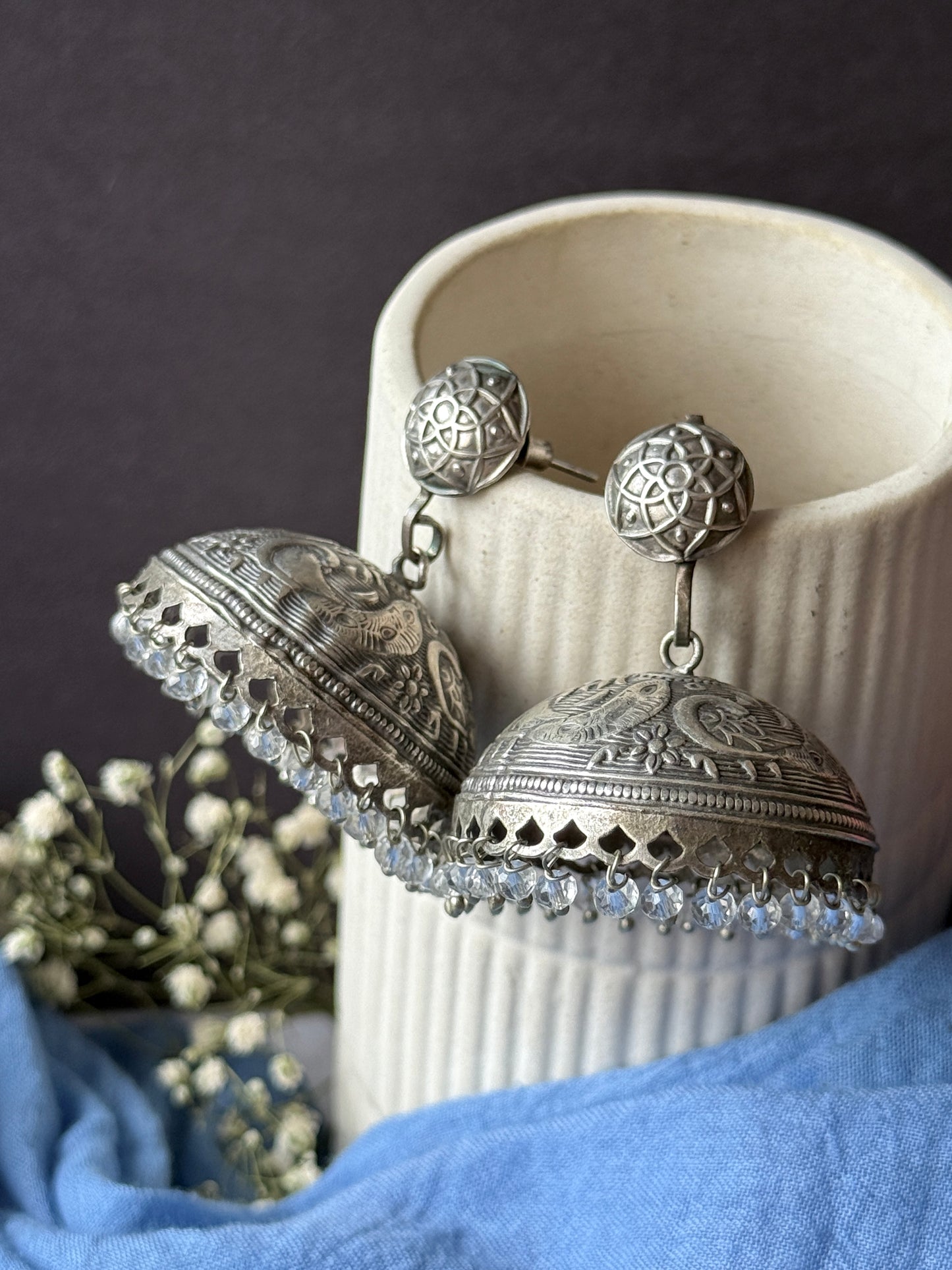Lightweight Engraved Jhumkas