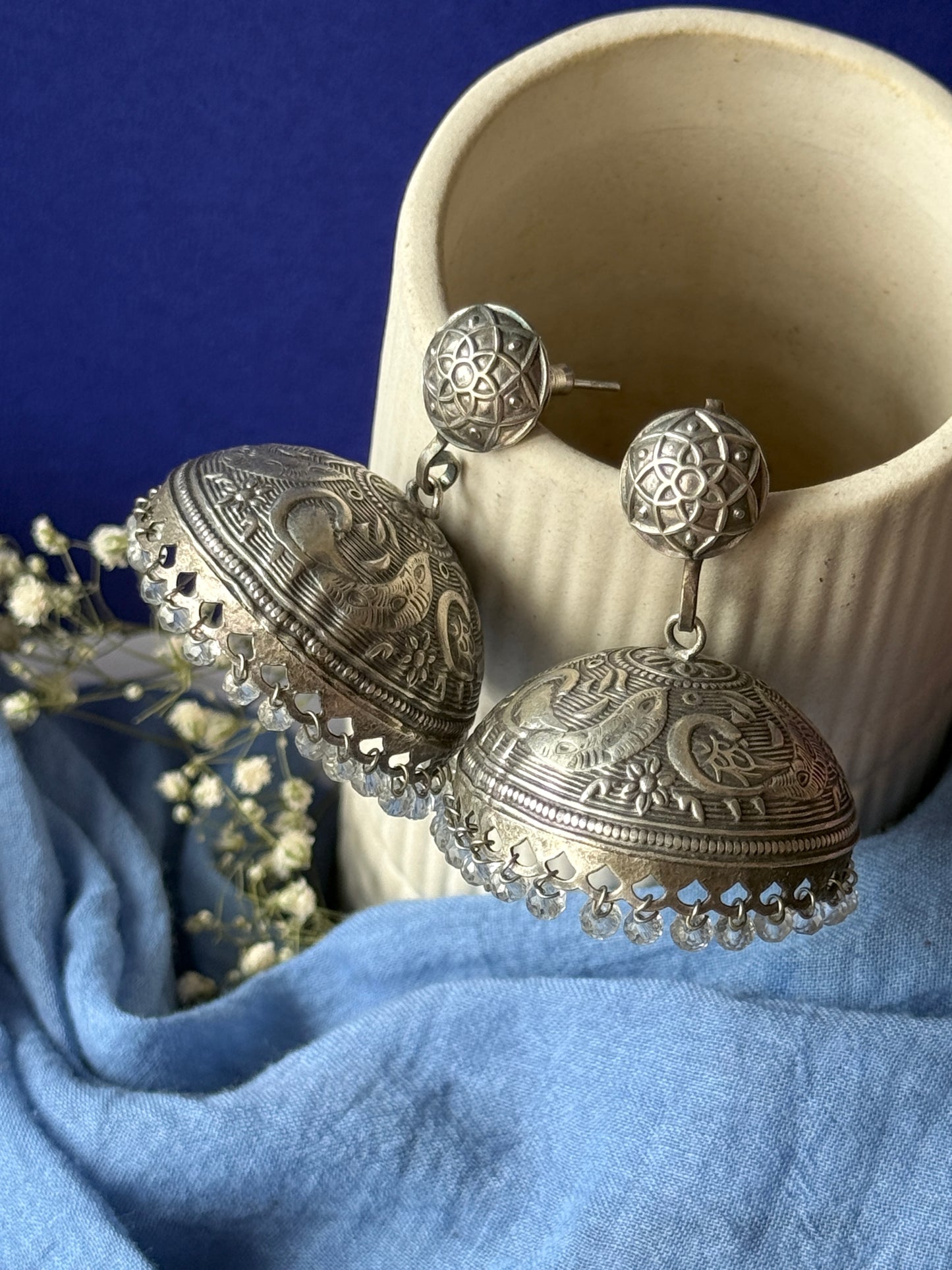 Lightweight Engraved Jhumkas