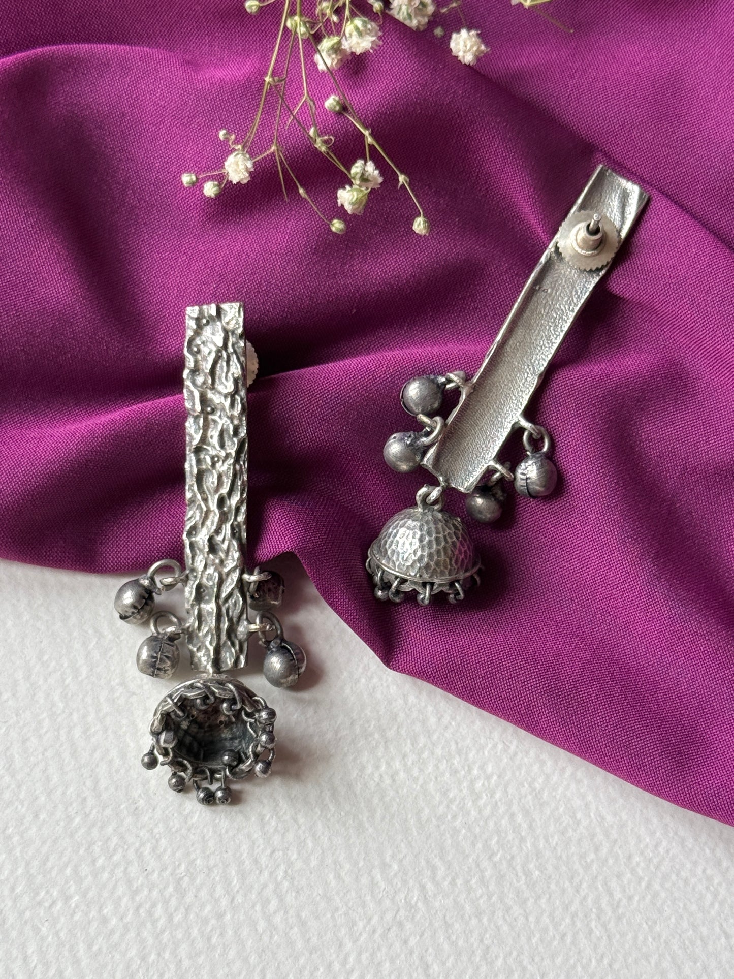 Silver Lookalike Statement Jhumka Earrings