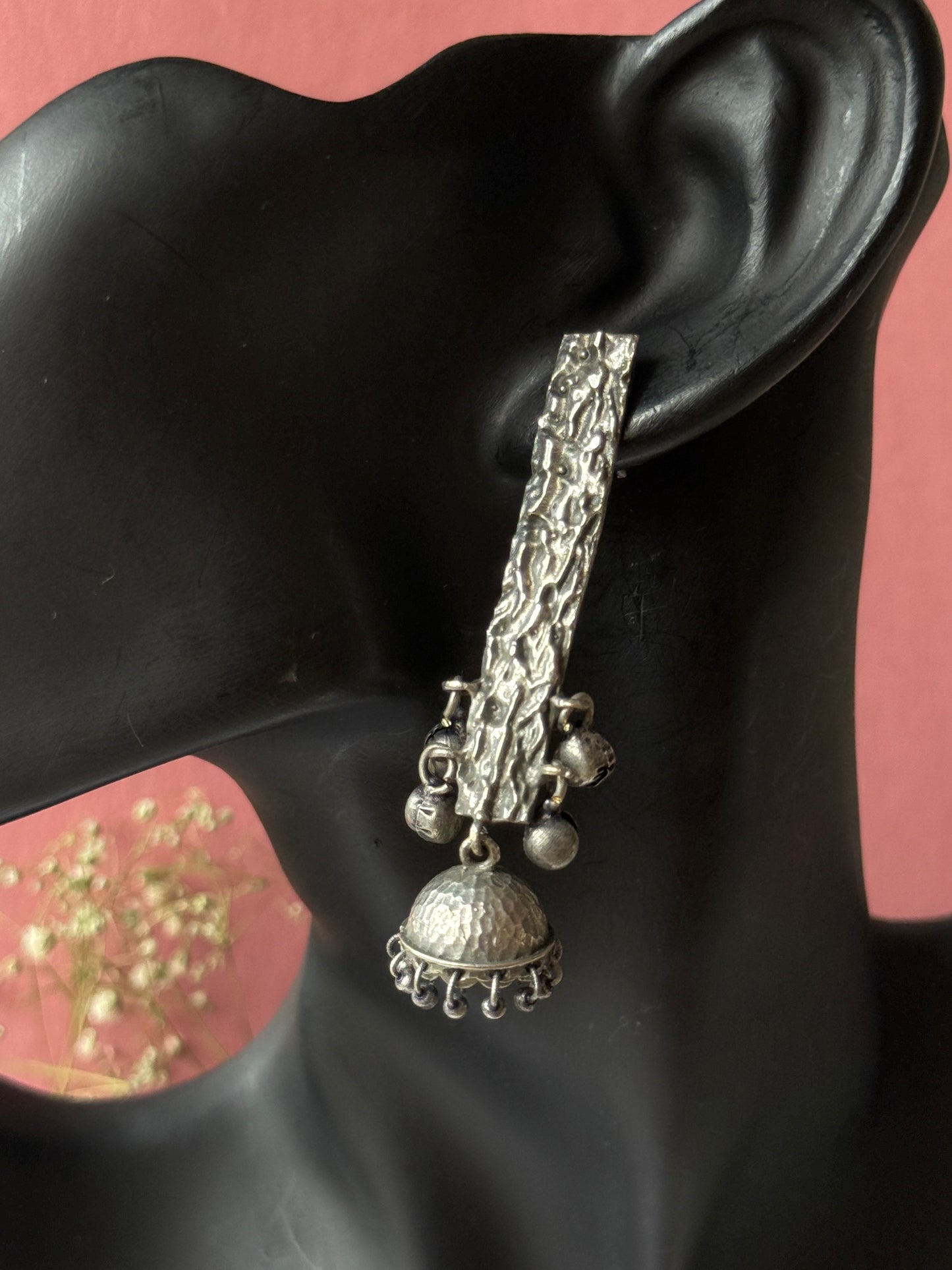 Silver Lookalike Statement Jhumka Earrings