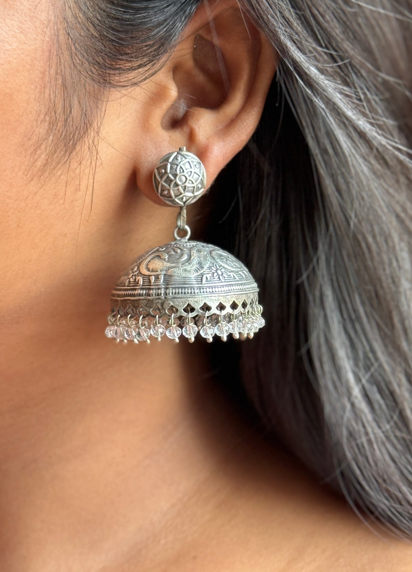 Lightweight Engraved Jhumkas