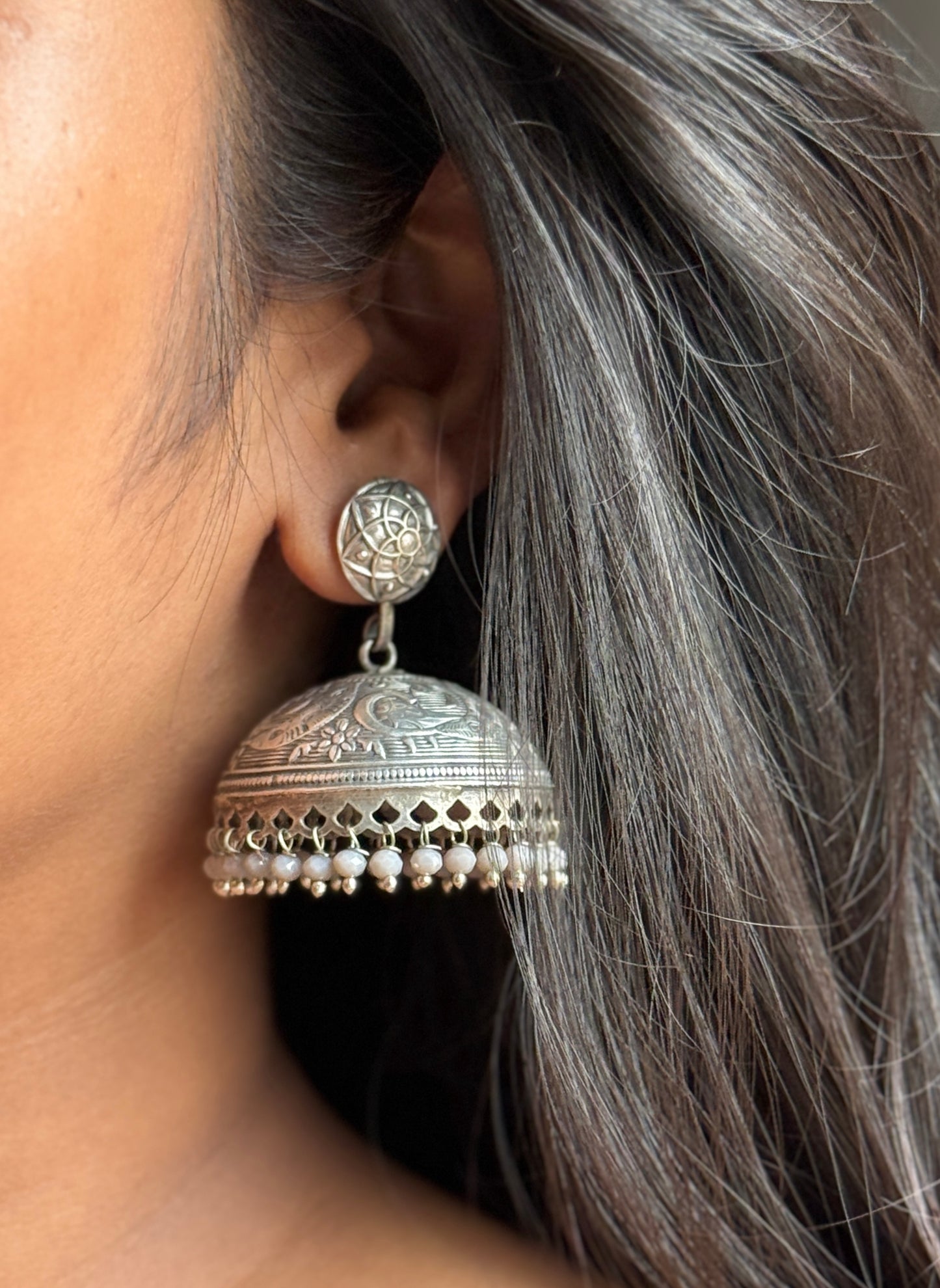Lightweight Engraved Jhumkas