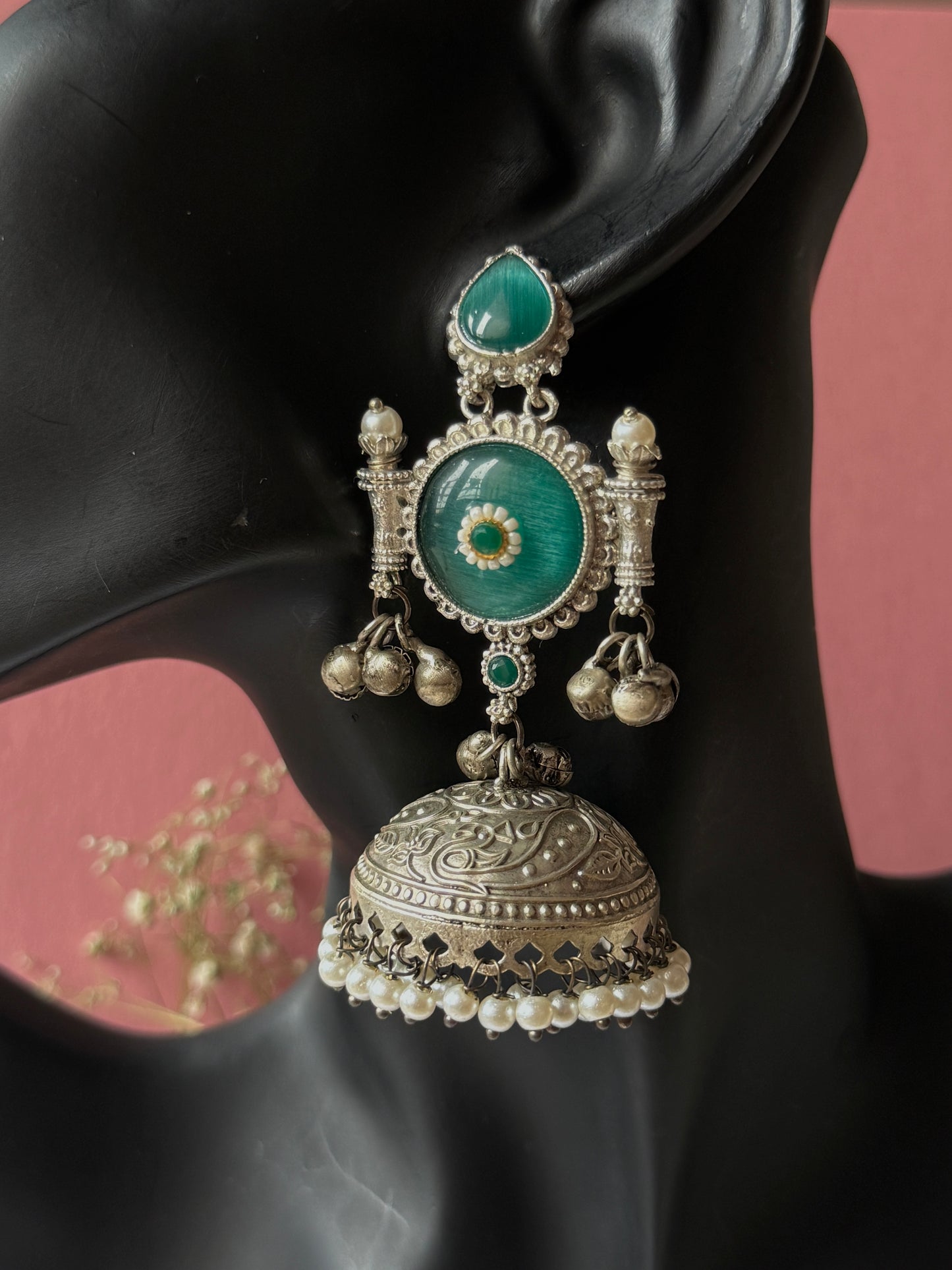 Silver Lookalike Jhumka with Ghungroo