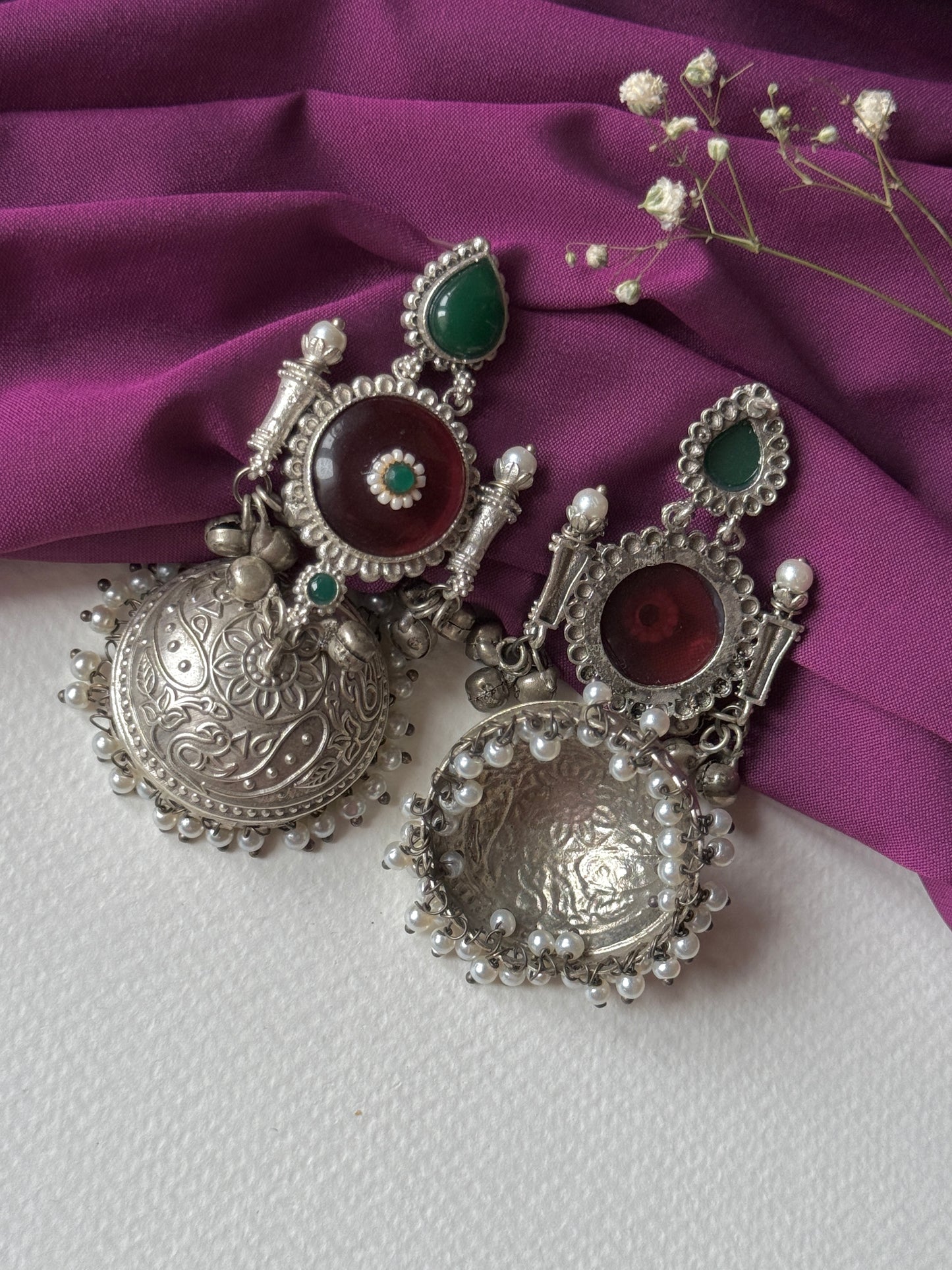 Silver Lookalike Jhumka with Ghungroo
