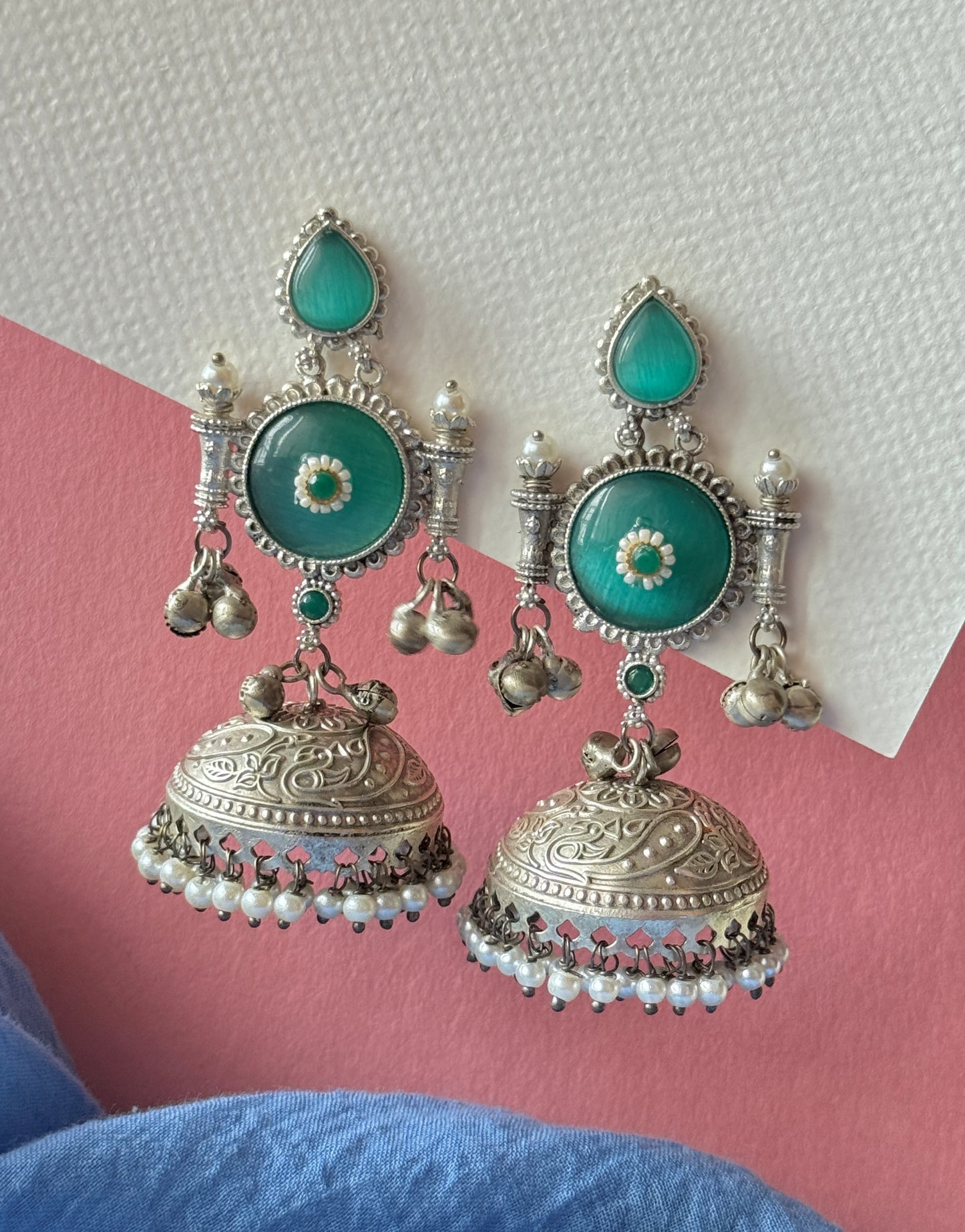 Silver Lookalike Jhumka with Ghungroo