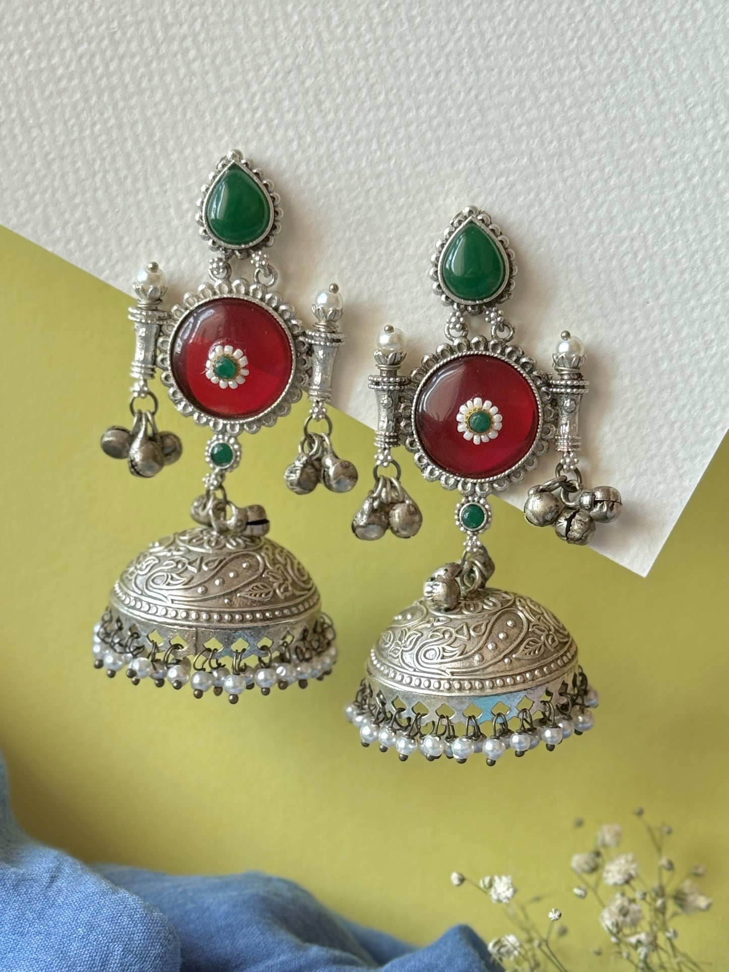 Silver Lookalike Jhumka with Ghungroo