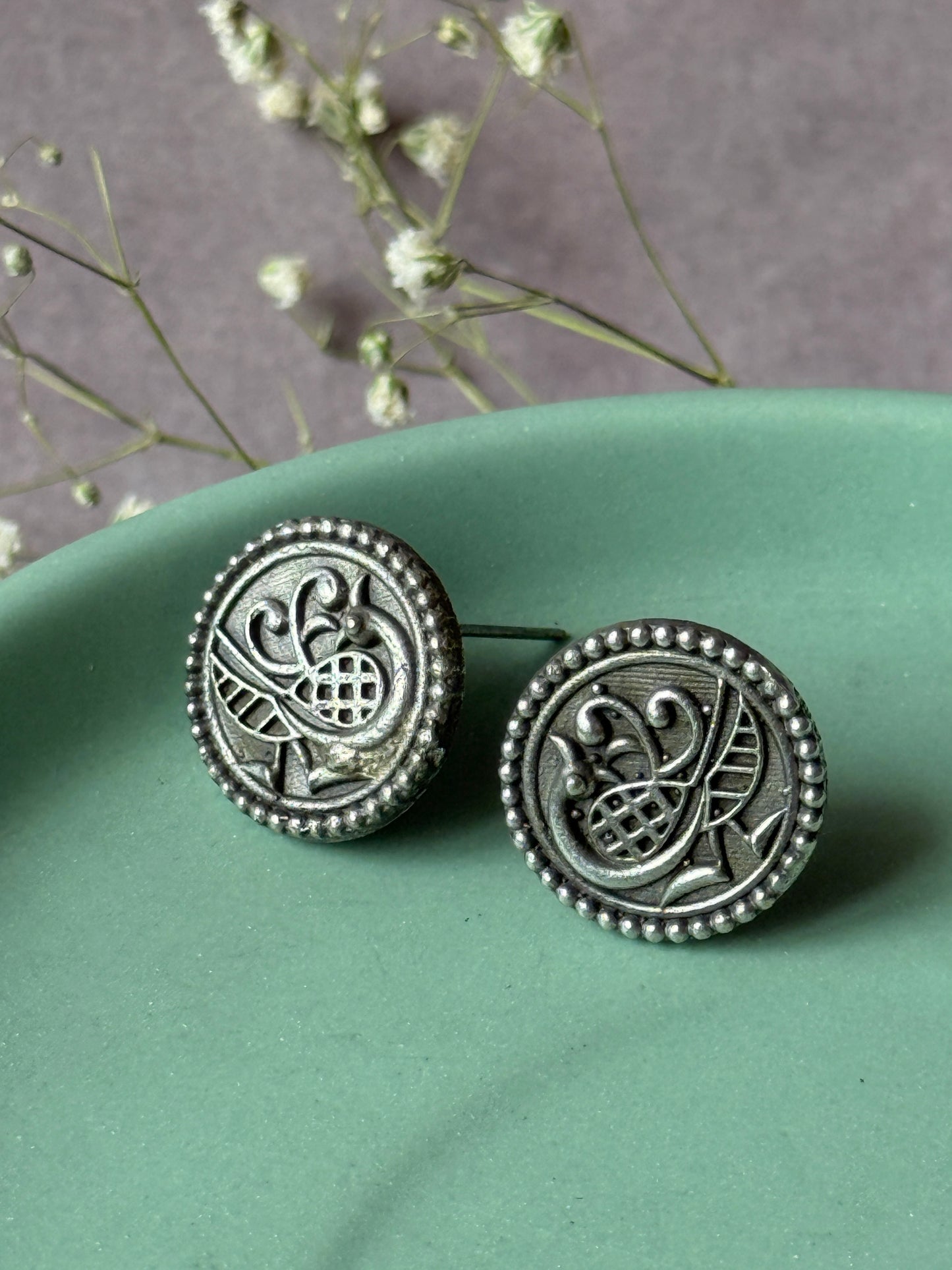 Daily Wear Self-Engraved Small Stud Earrings