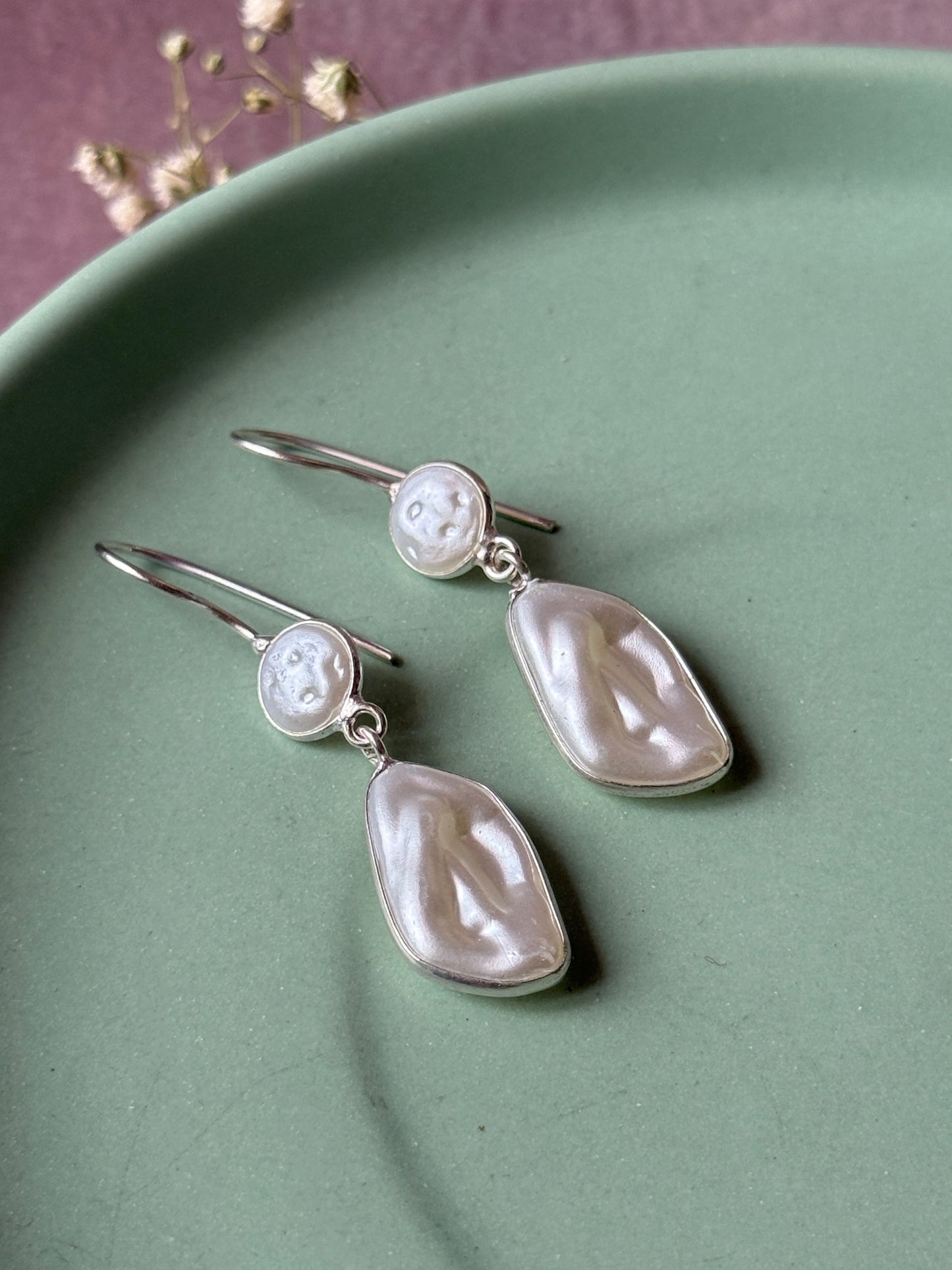 White Minimalist Statement Earrings