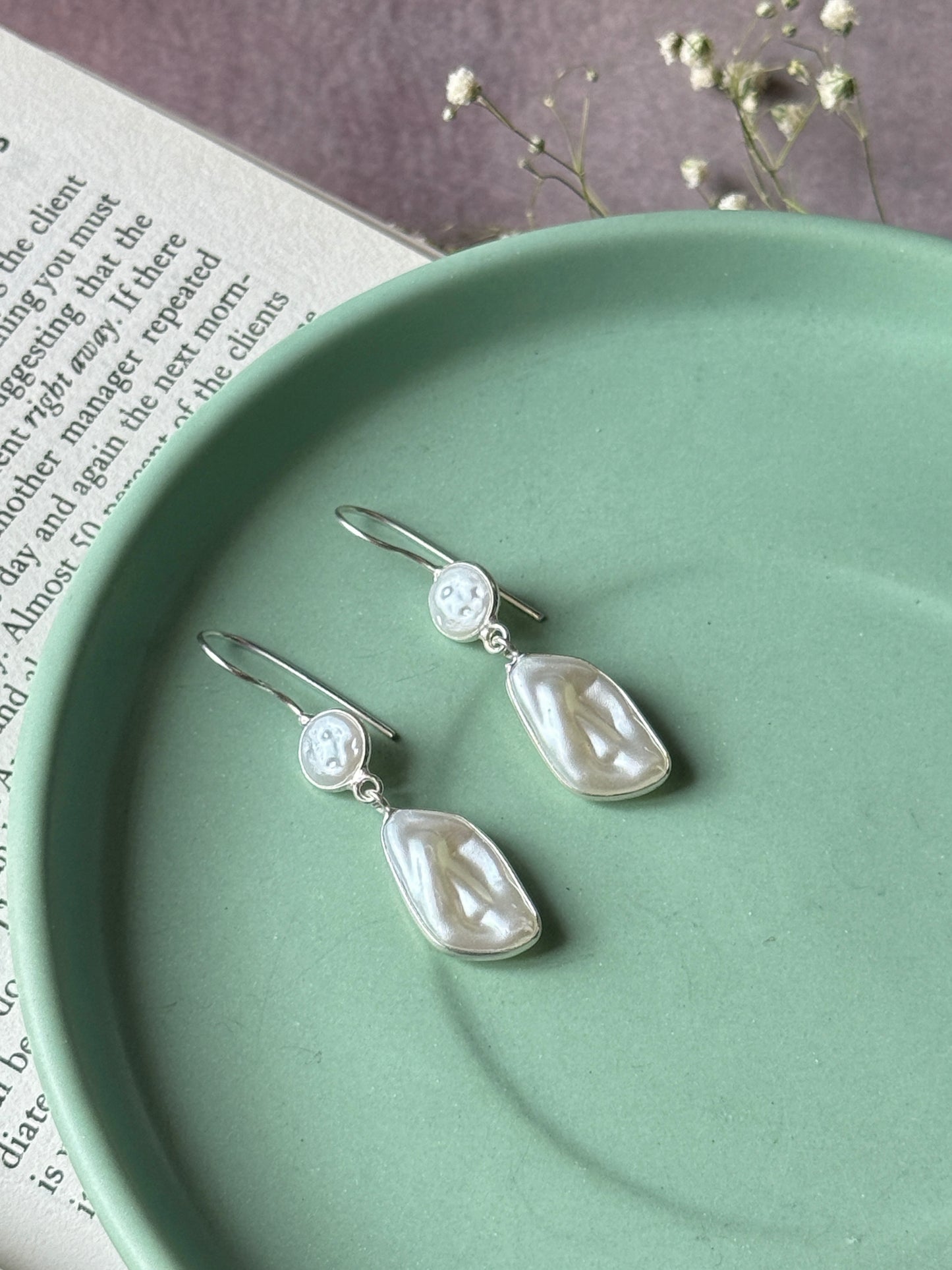 White Minimalist Statement Earrings