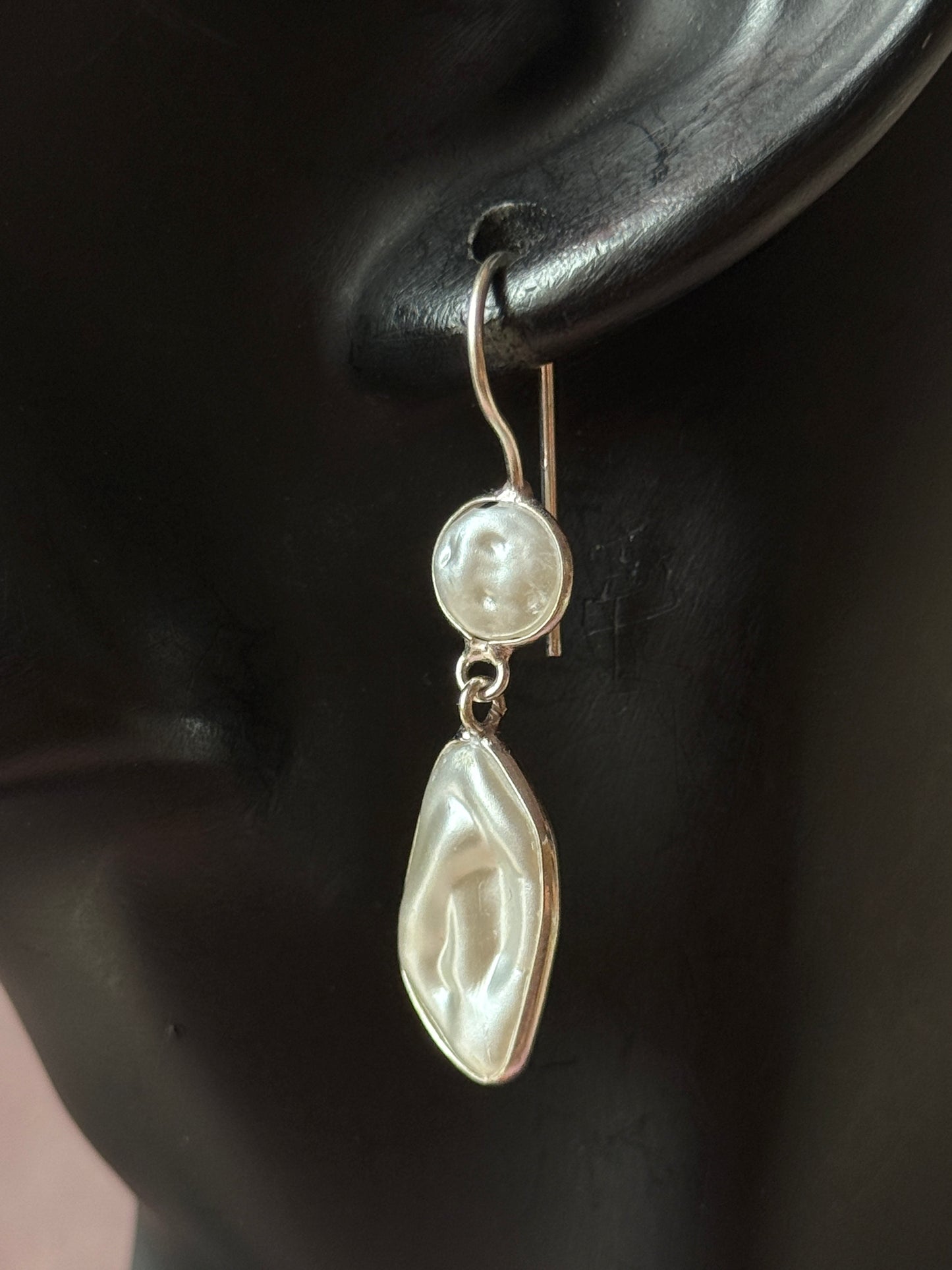 White Minimalist Statement Earrings