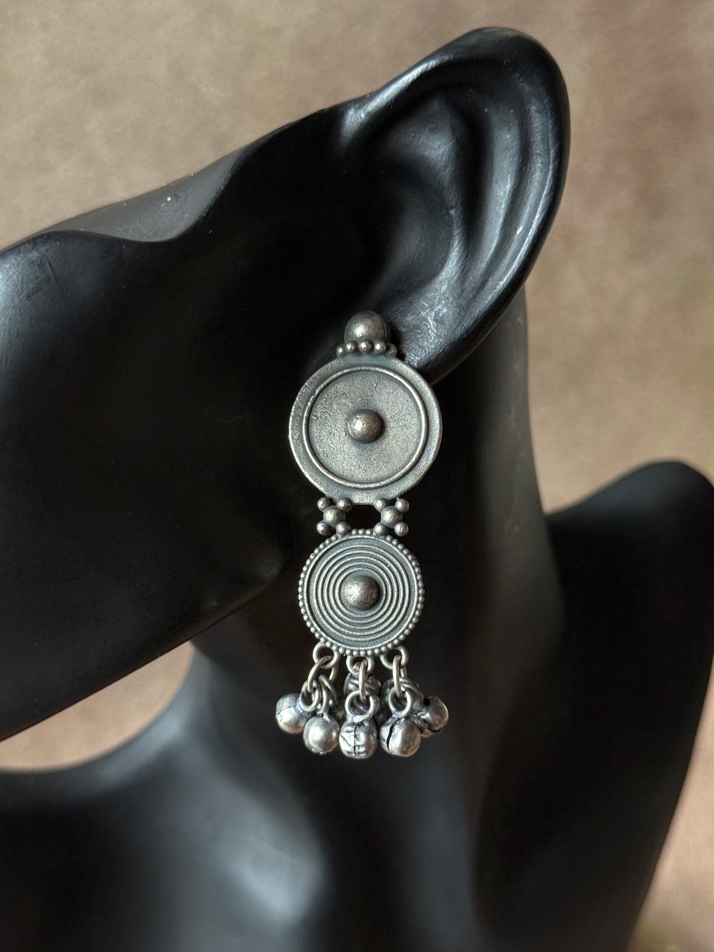 Brass Contemporary Ghungroo Embedded Earrings – Chic & Playful