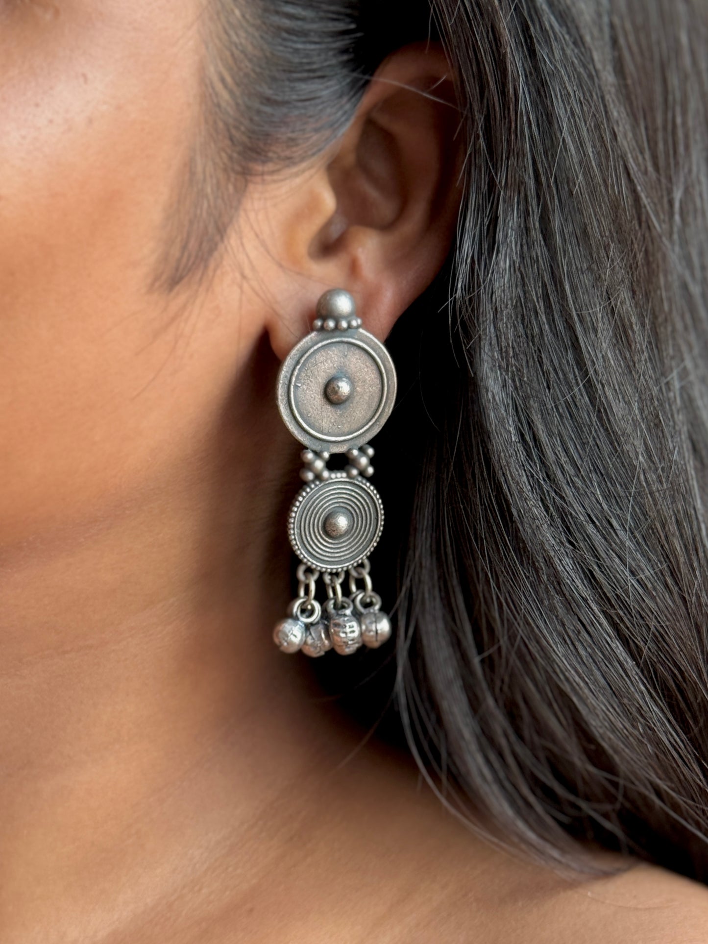 Brass Contemporary Ghungroo Embedded Earrings – Chic & Playful
