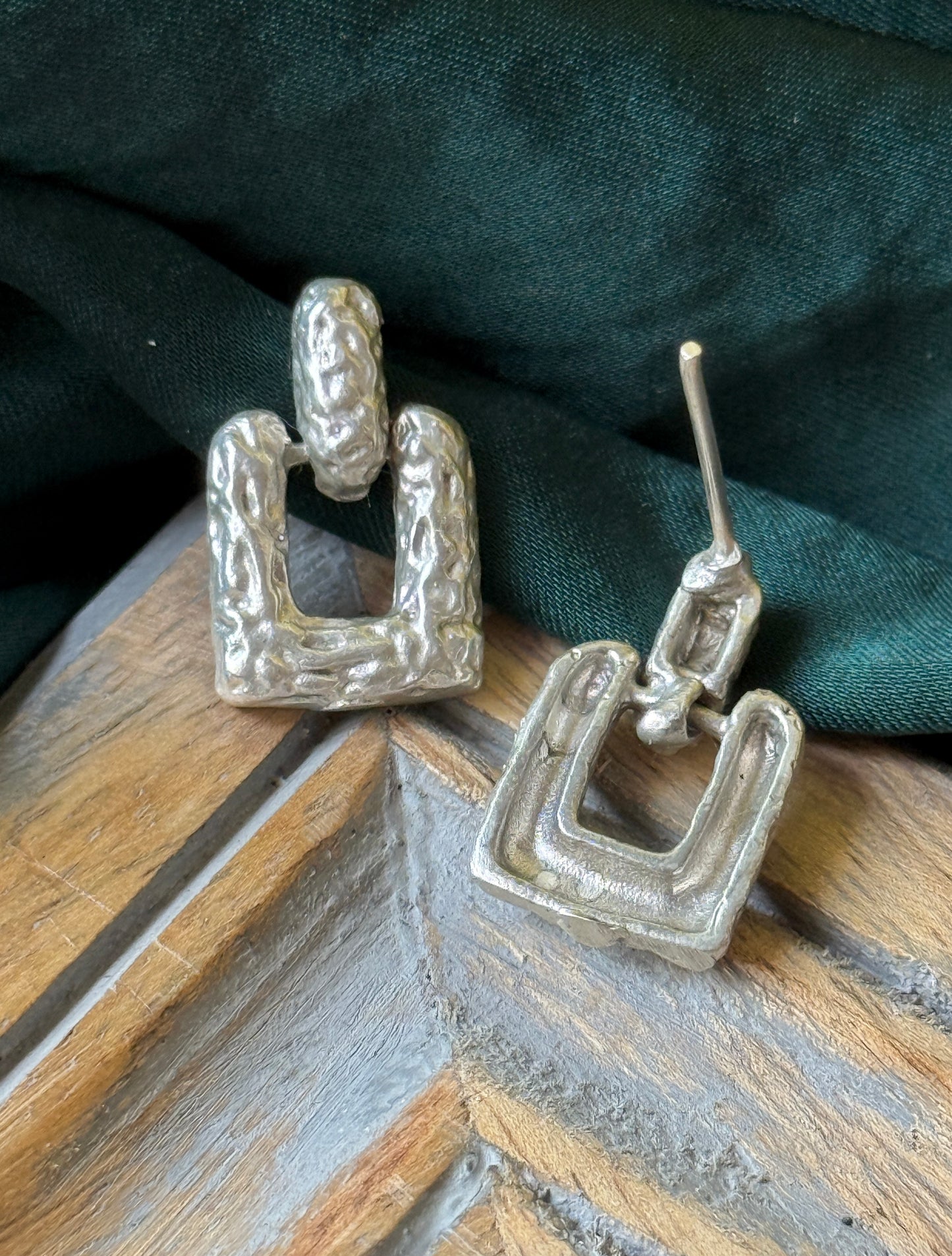 Hand-Crafted German Silver Statement Earrings