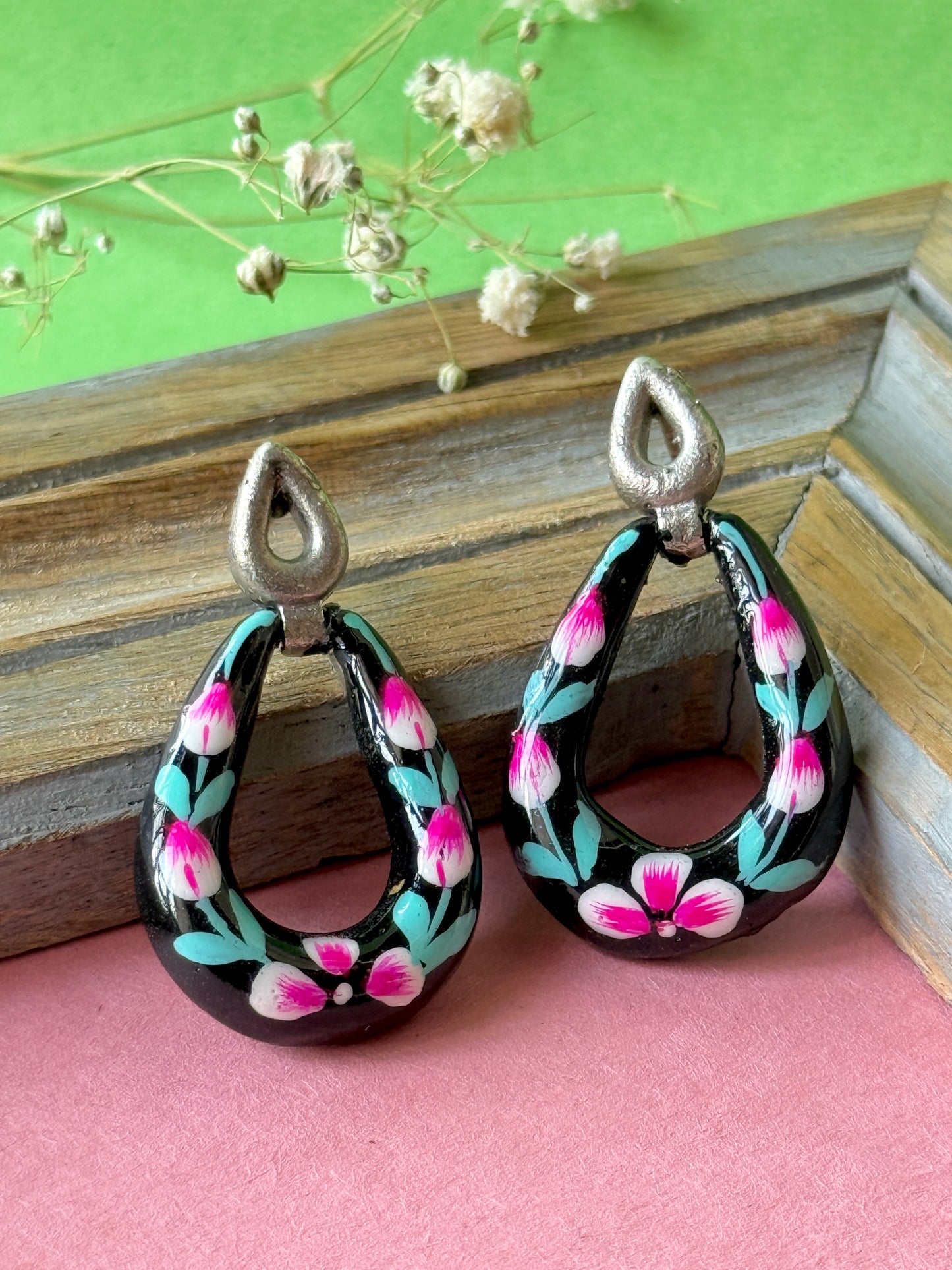 Oval Hand-Painted Earrings – Artistic & Unique