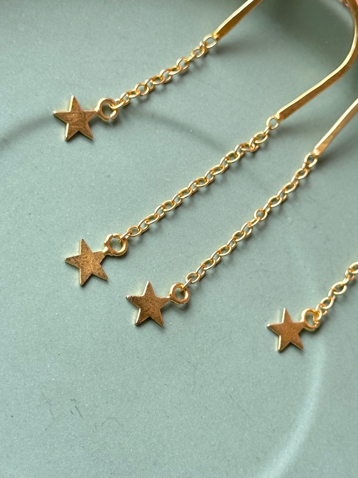 Anti-Tarnish Brass Star Hanging Earrings